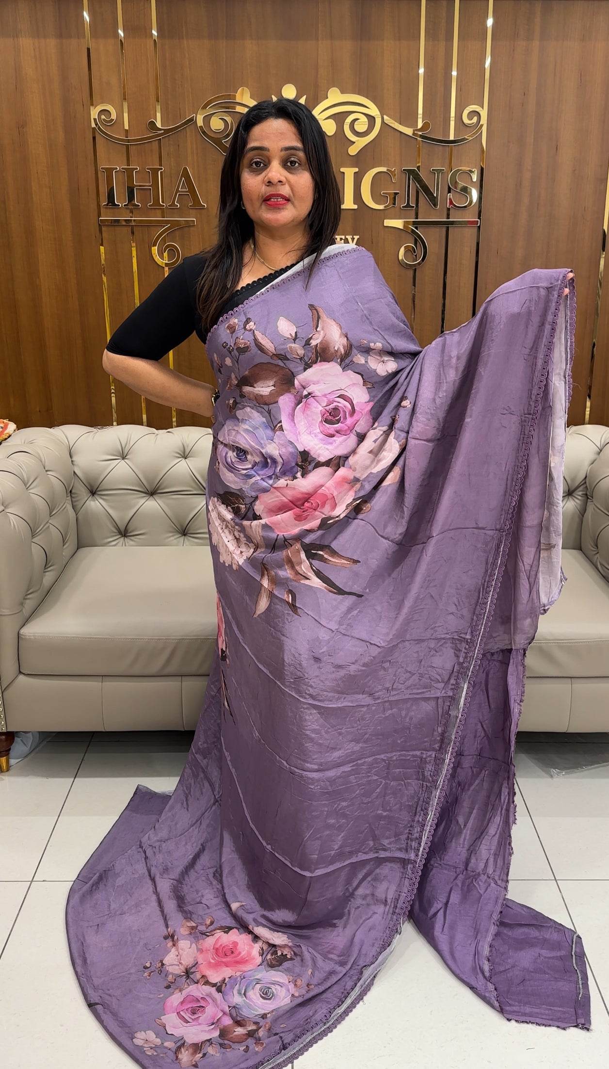 PLATINUM CHIFFON SAREES - IHA 25967
