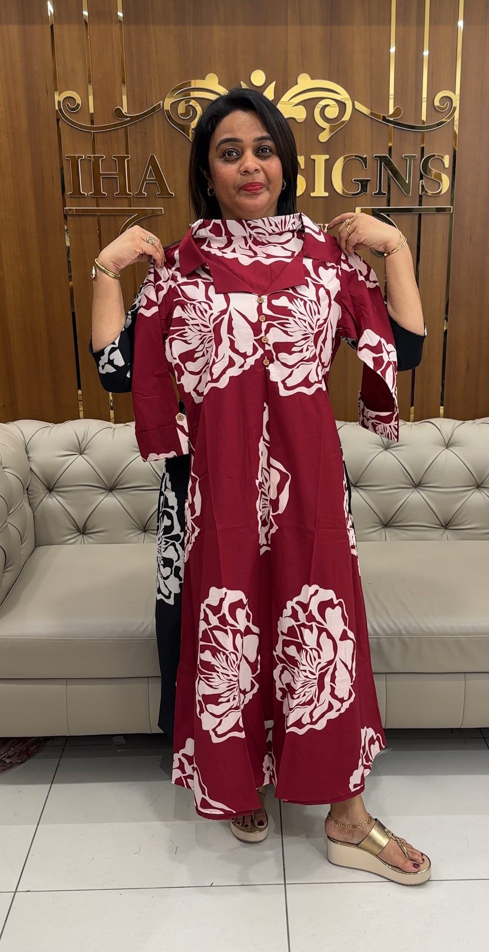 IHA'S IN-HOUSE PRINTED ALINE TOPS - IHA 25794