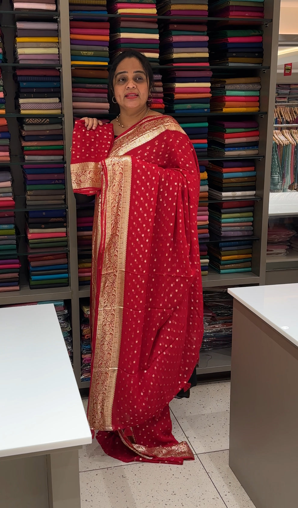 GEORGETTE BANARASI SAREES - IHA 27238