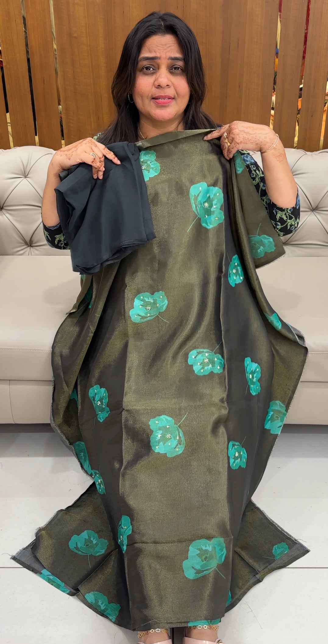 VISCOSE TISSUE UNSTITCHED SALWAR SUITS - IHA 27433
