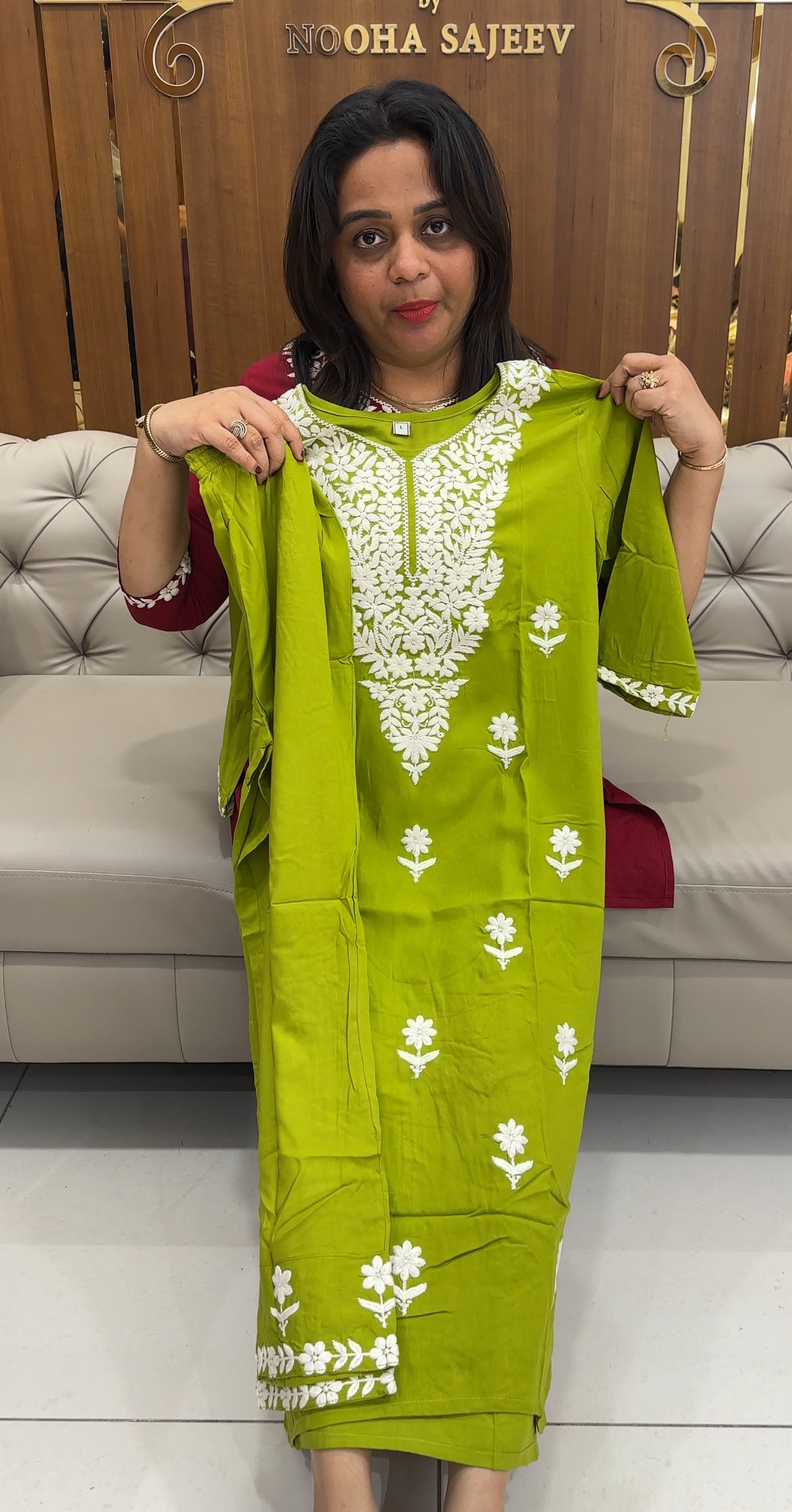 LUCKNOWI CHIKANKARI TOP AND BOTTOM - IHA 25676