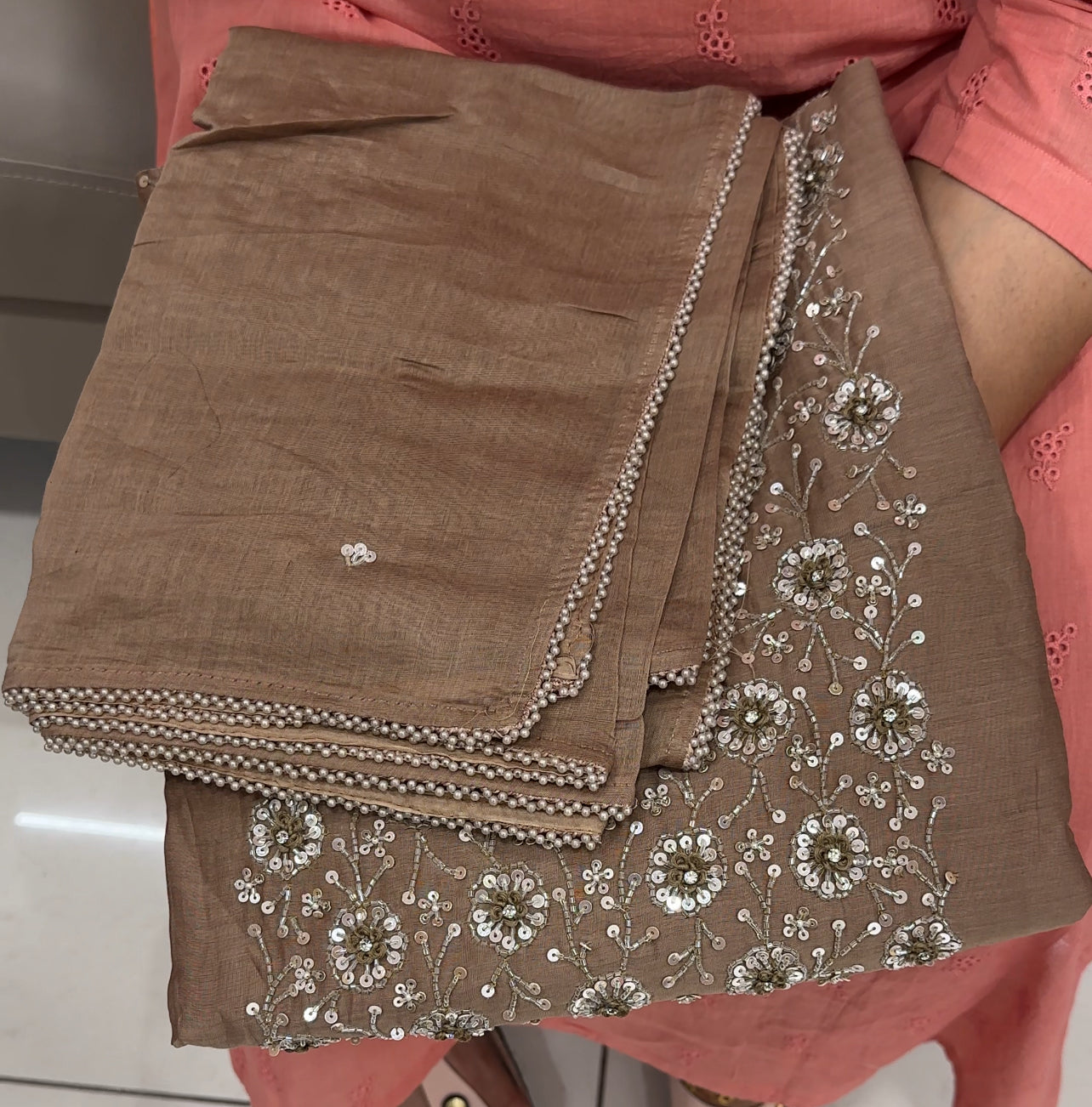 BANARASI CHANDERI UNSTITCHED SALWART SUITS - IHA 27051