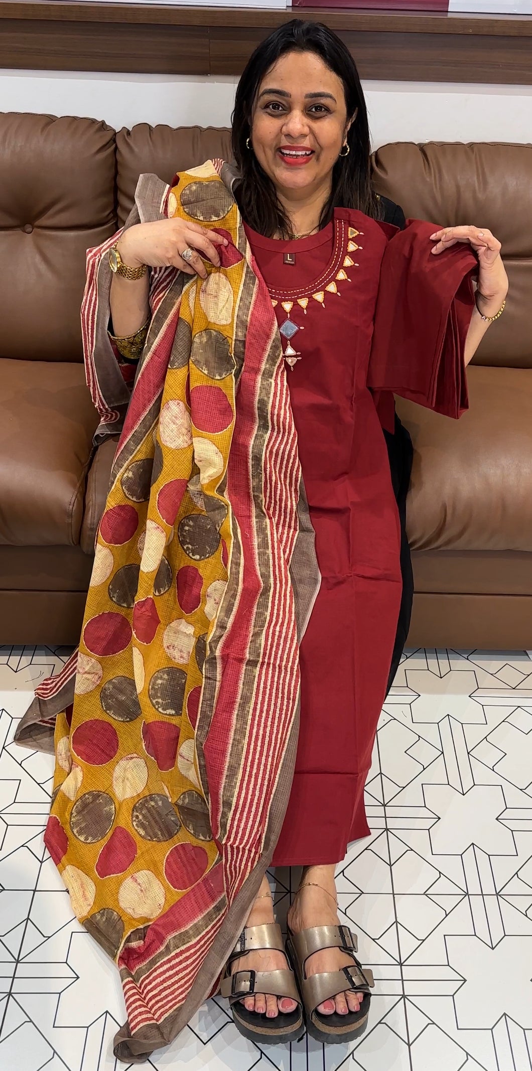 COTTON TOP BOTTOM AND DUPATTA - IHA 20286