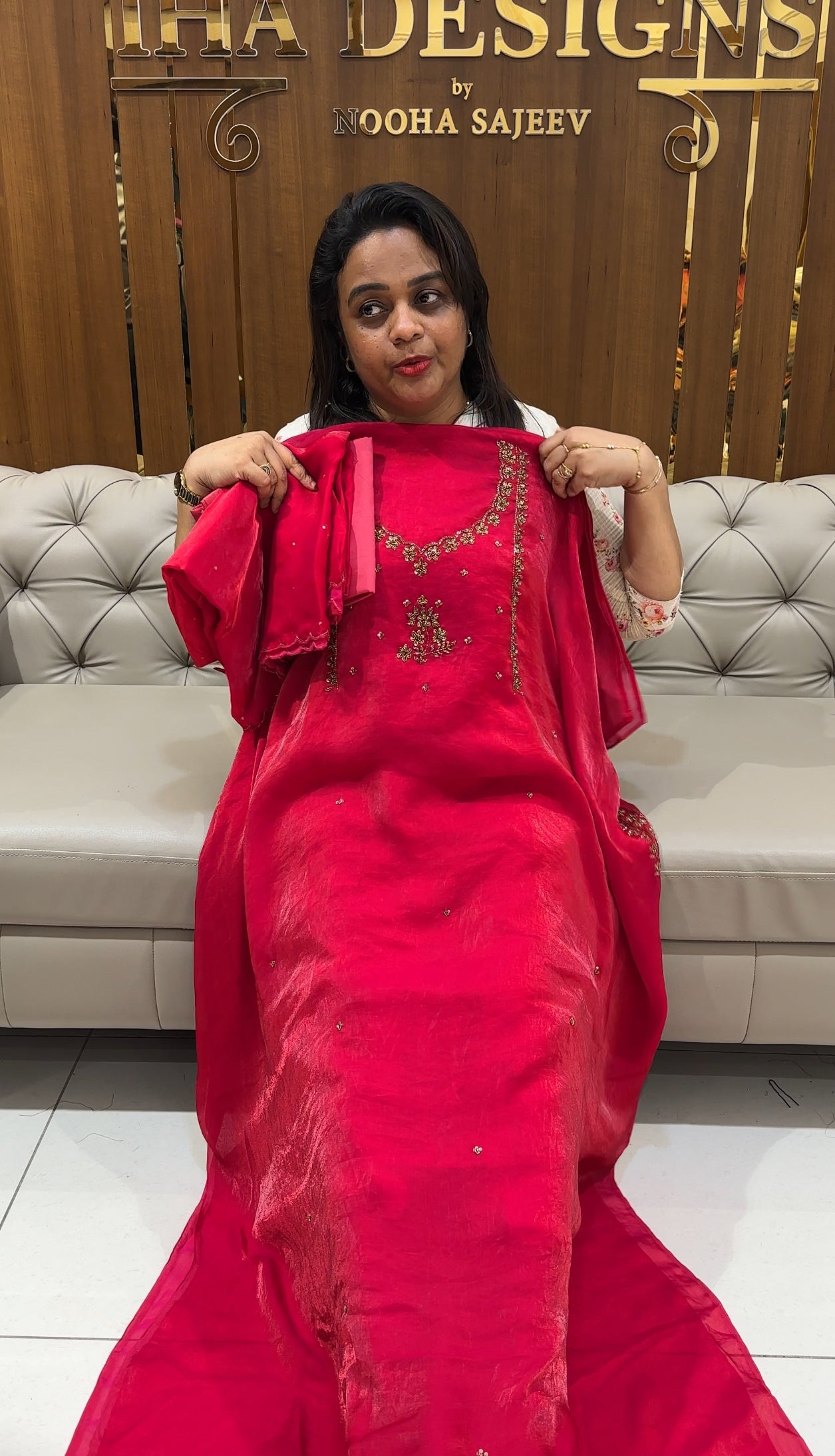 VELVET ORGANZA UNSTITCHED SALWAR SUITS - IHA 25079