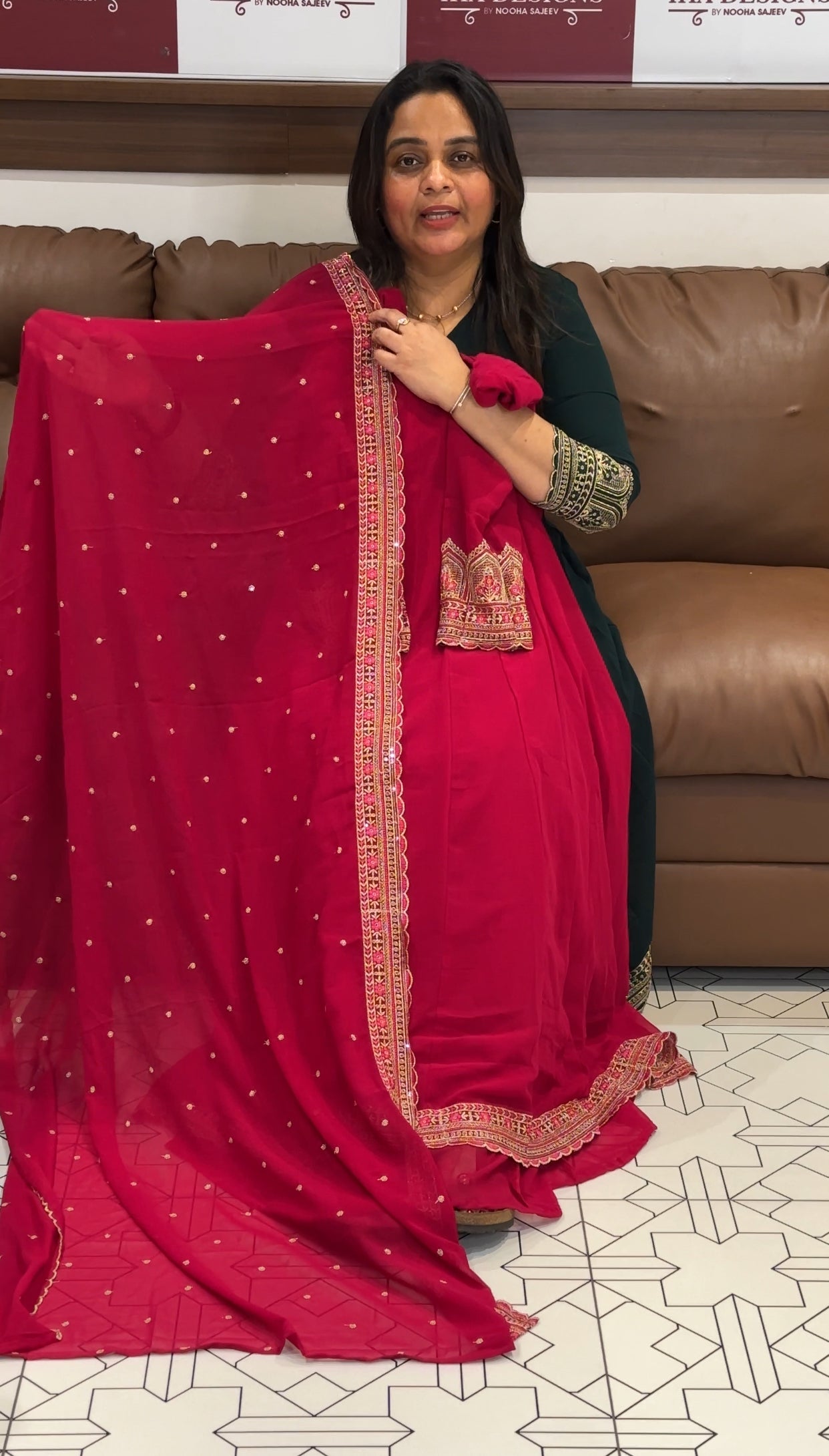 ANARKALI TOP, BOTTOM AND DUPATTA - IHA 27358