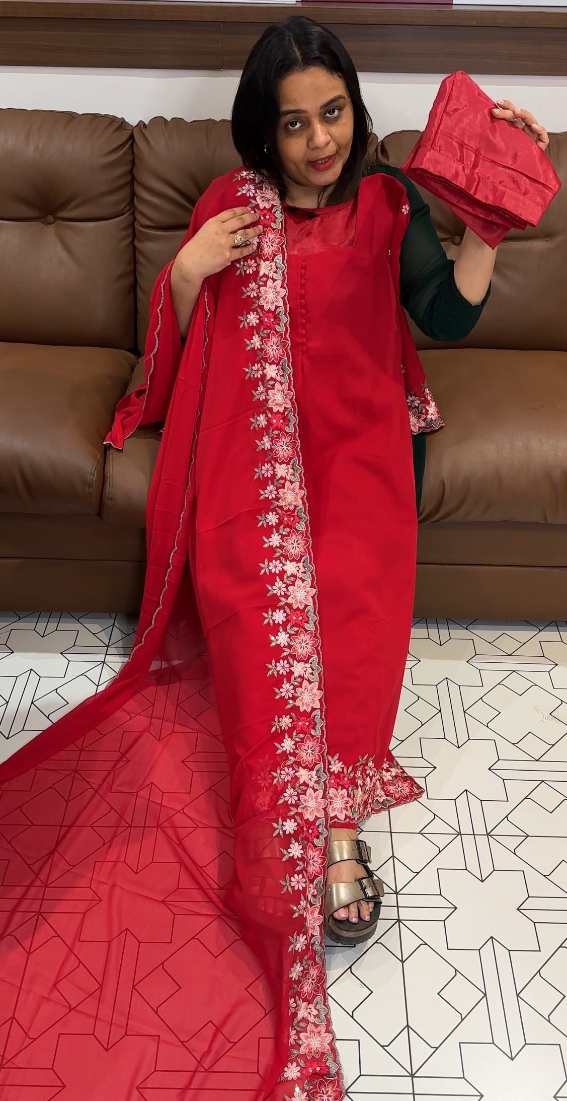 IHA'S IN-HOUSE A-LINE TOP, BOTTOM AND DUPATTA - IHA 20643