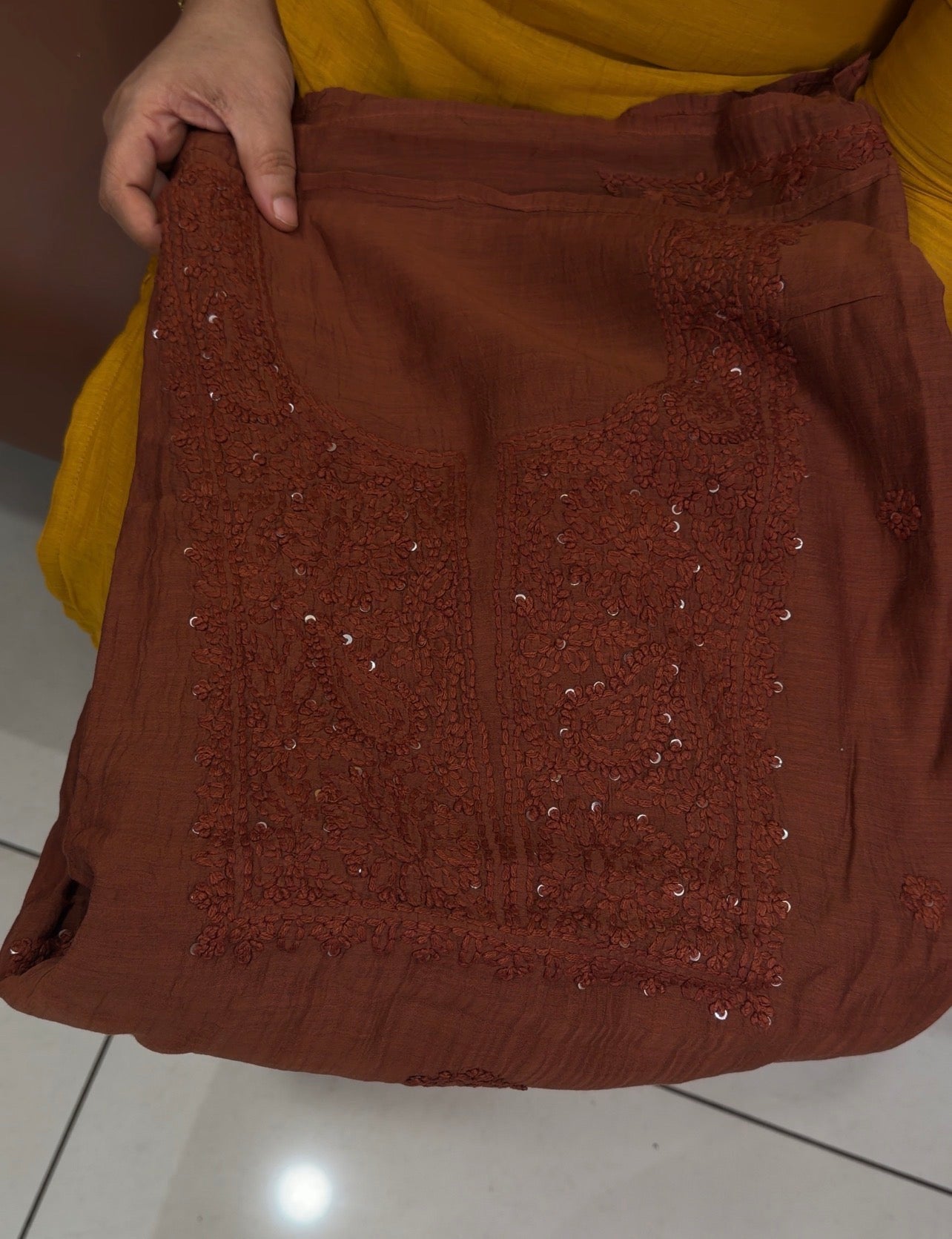 LUCKNOWI CHIKANKARI UNSTITCHED SALWAR SUITS - IHA 34724