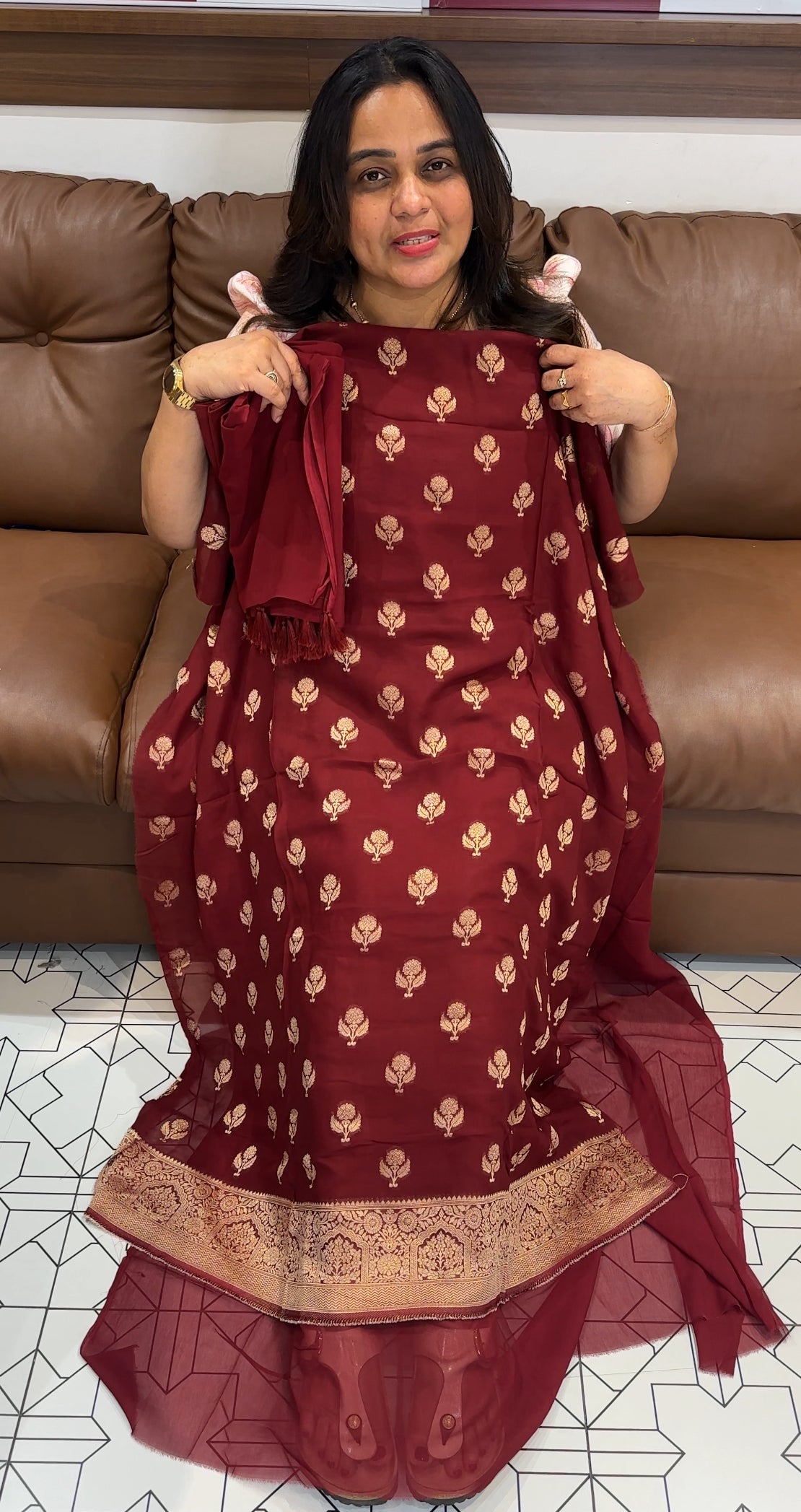 SEMI BANARASI UNSTITCHED SALWAR SUITS - IHA 27681
