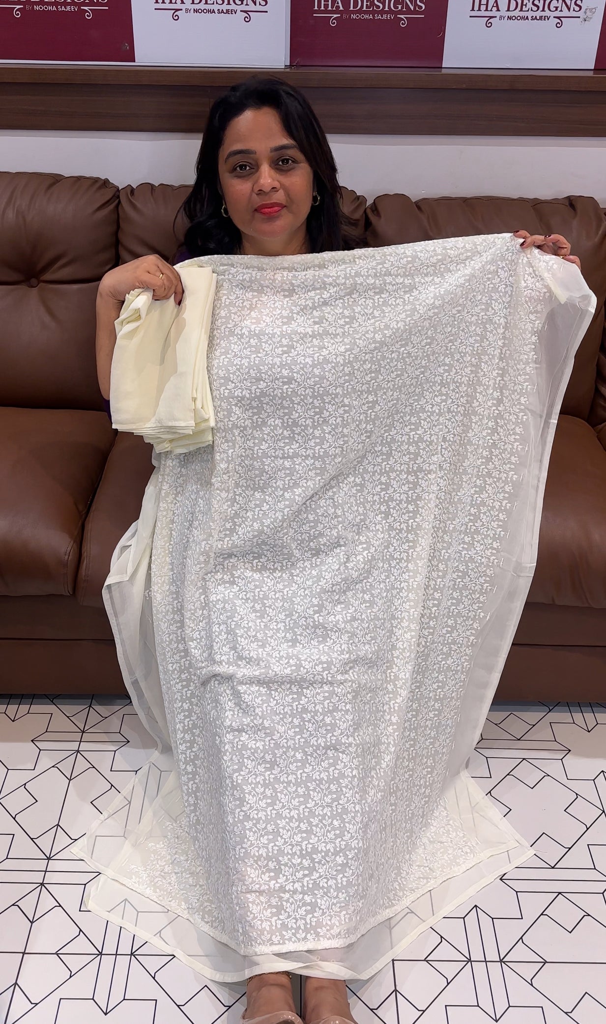 CHIKANKARI UNSTITCHED SALWAR SUITS - IHA 25664