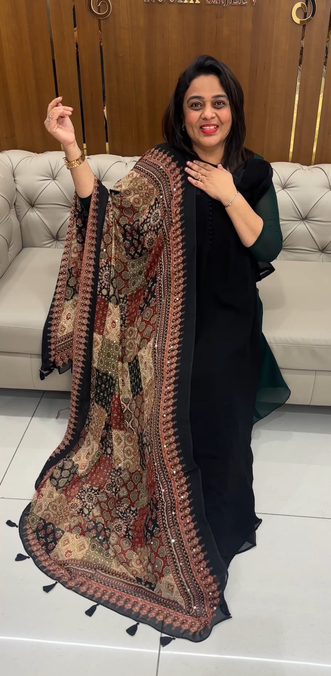 IHA'S IN-HOUSE GEORGETTE SLITTED TOP AND DUPATTA - IHA 25273