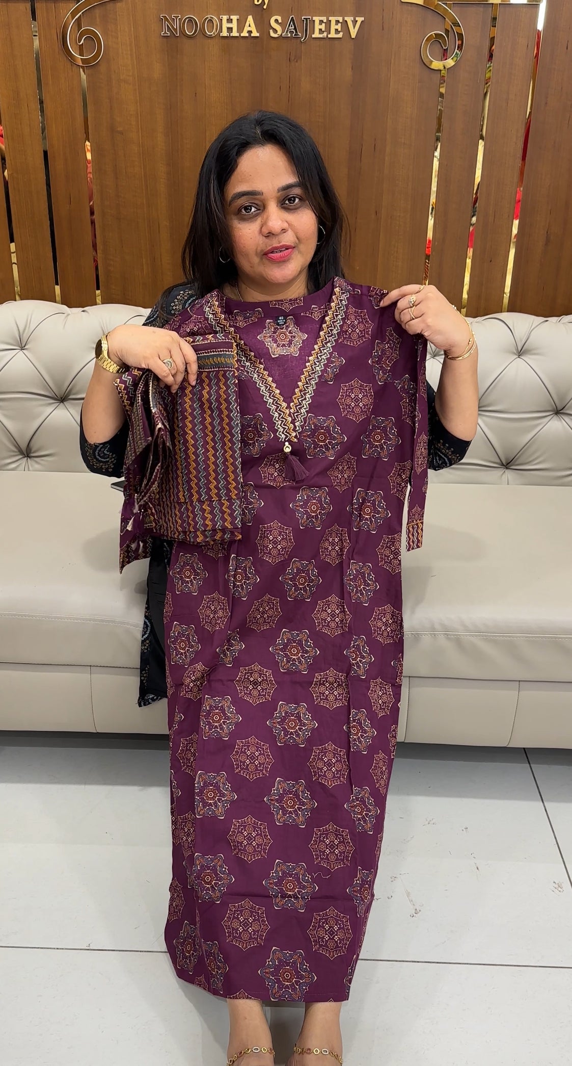 PRINTED LONG TOP, BOTTOM AND DUPATTA - IHA 26946