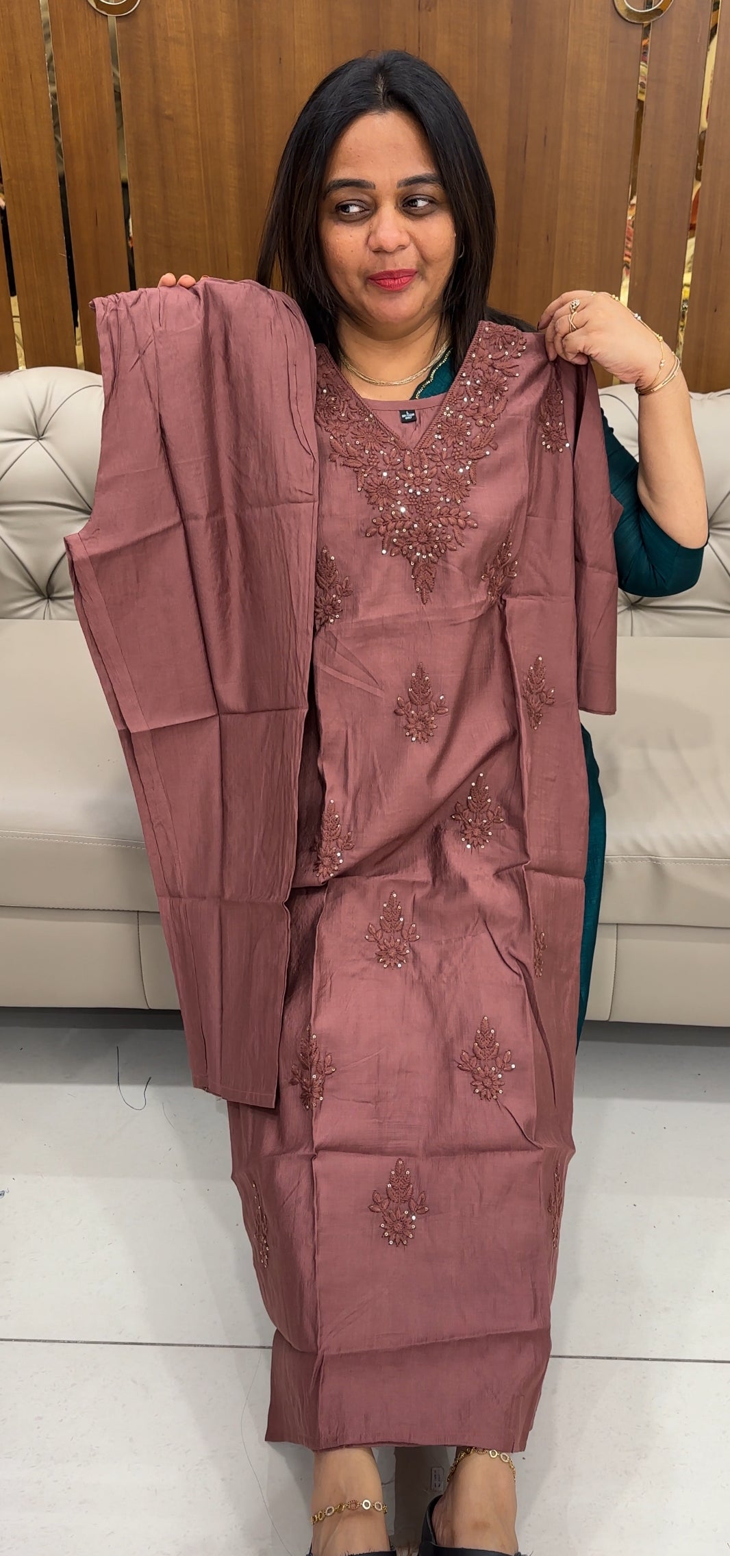 FORWARD SEMI RAW SILK TOP AND BOTTOM - IHA 26087