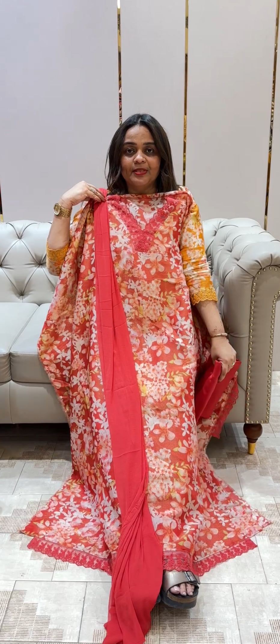 PRINTED TISSUE UNSTITCHED SALWAR SUITS - IHA 22212