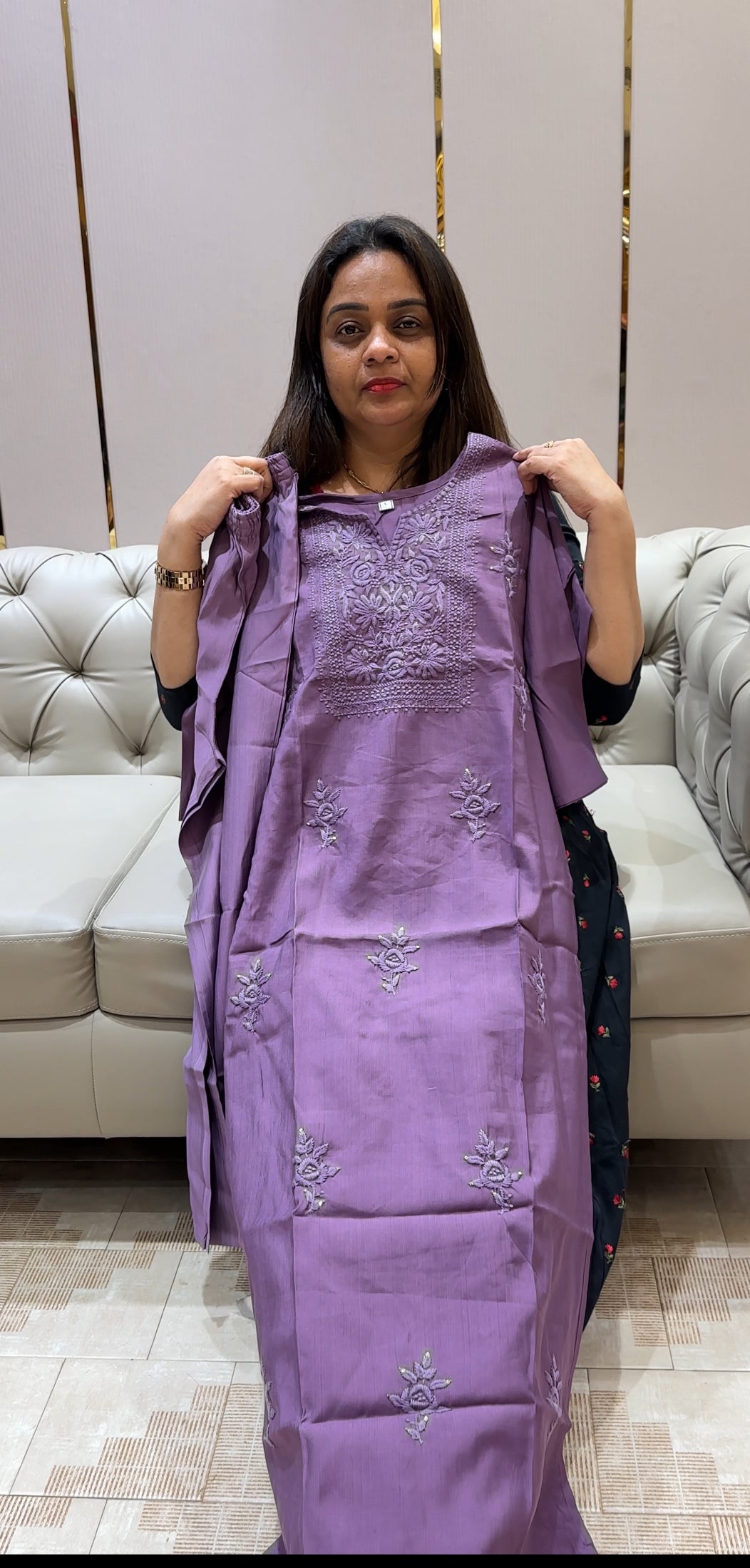 FORWARD LUCKNOWI CHIKANKARI SLITTED TOP AND BOTTOM - IHA 21644