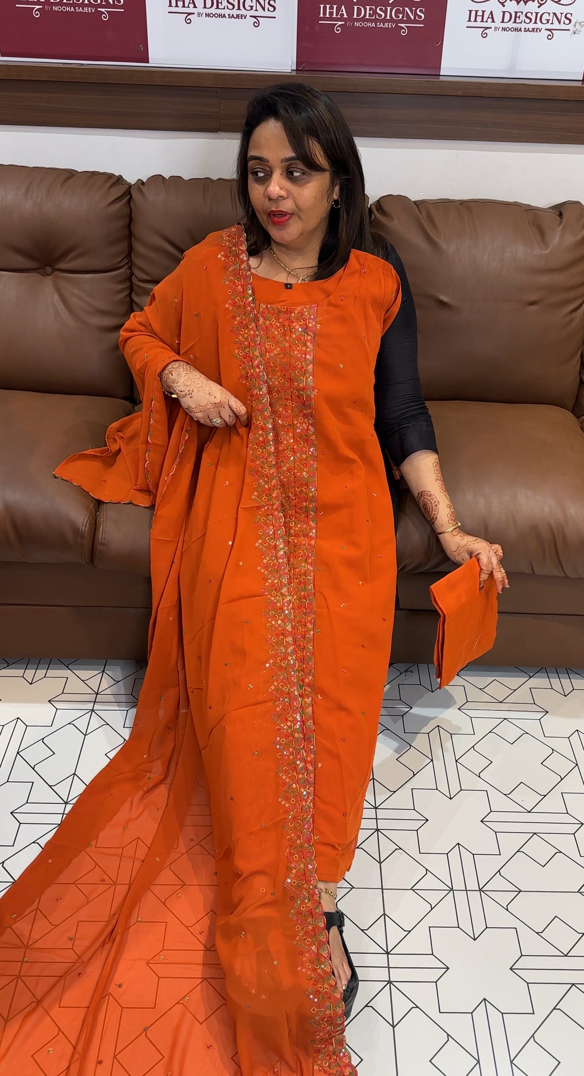 FAUX GEORGETTE TOP, BOTTOM AND DUPATTA - IHA 23743