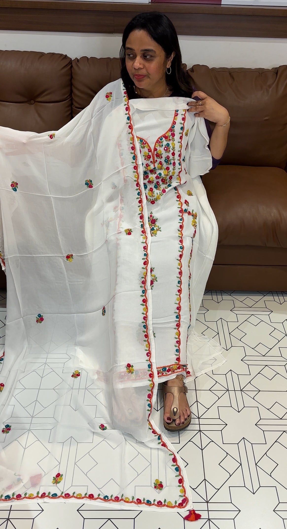 VISCOSE GEORGETTE CHIKANKARI UNSTITCHED SALWAR SUIST - IHA 27181