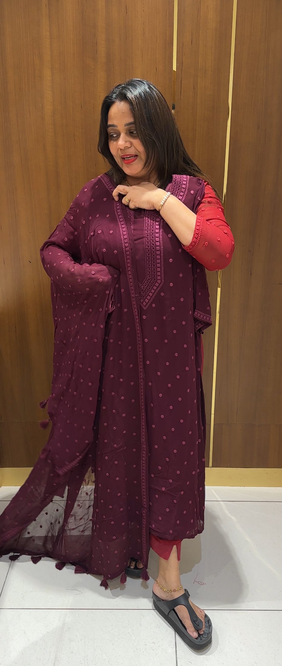 LUCKNOWI CHIKAMKARI TOP,BOTTOM AND DUPATTA - IHA 22779