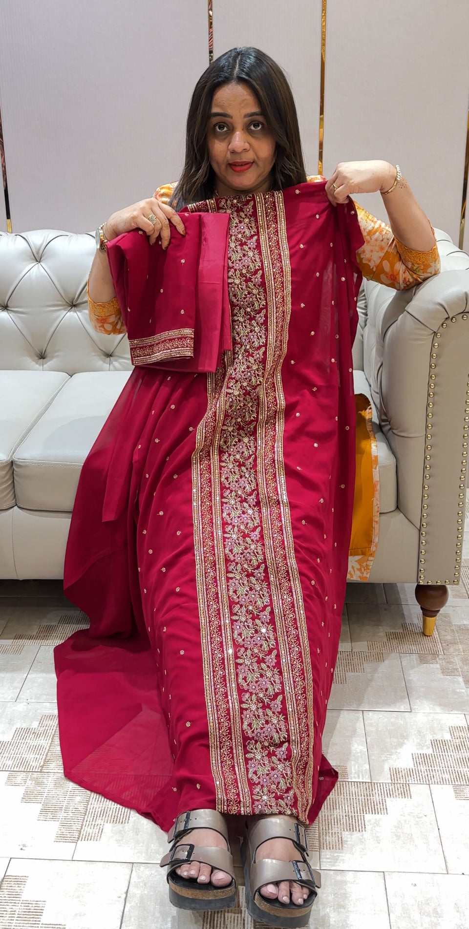 FAUX GEORGETTE UNSTITCHED SALWAR SUITS - IHA 22209
