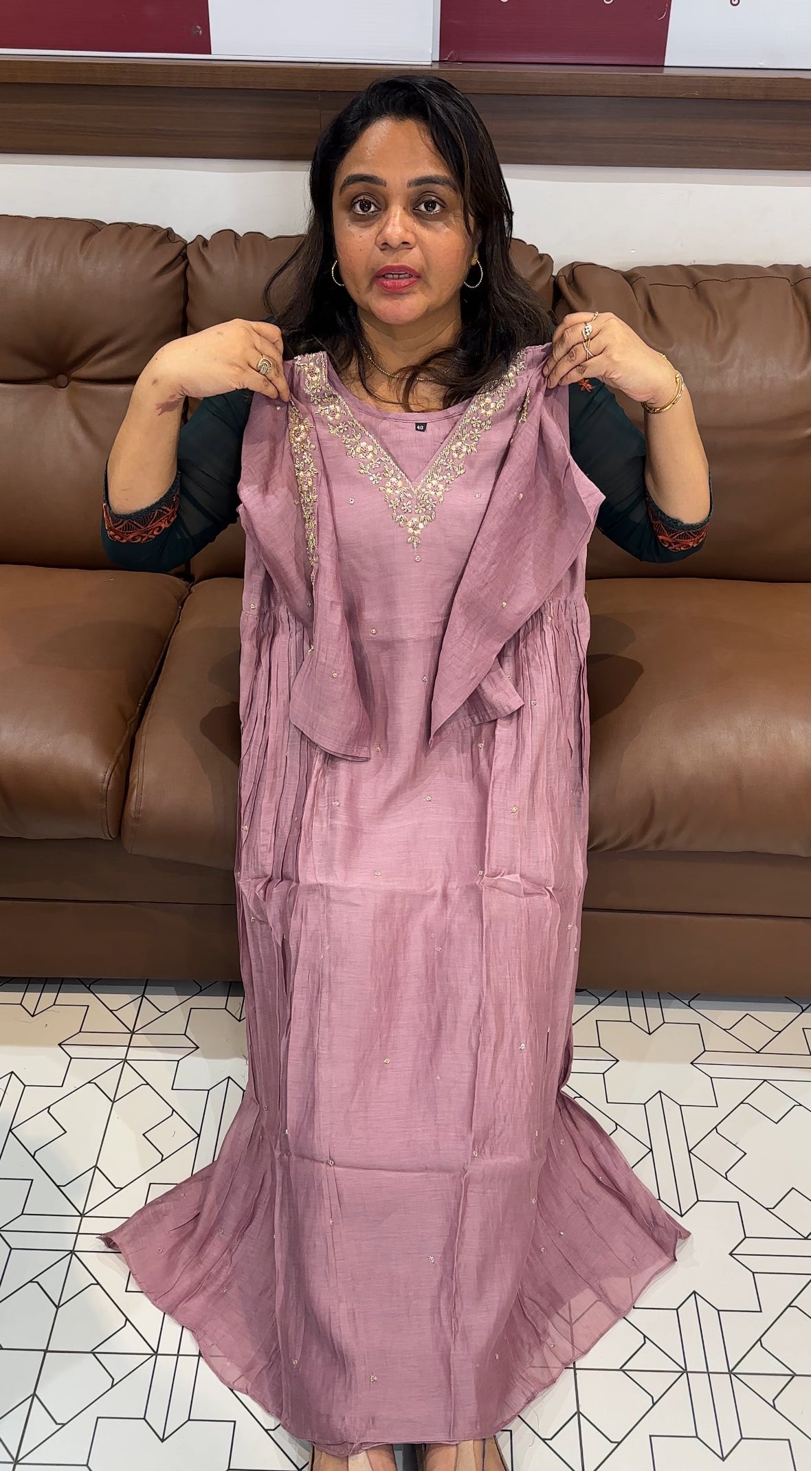 MALAI CHANDERI LONG TOPS - IHA 26302