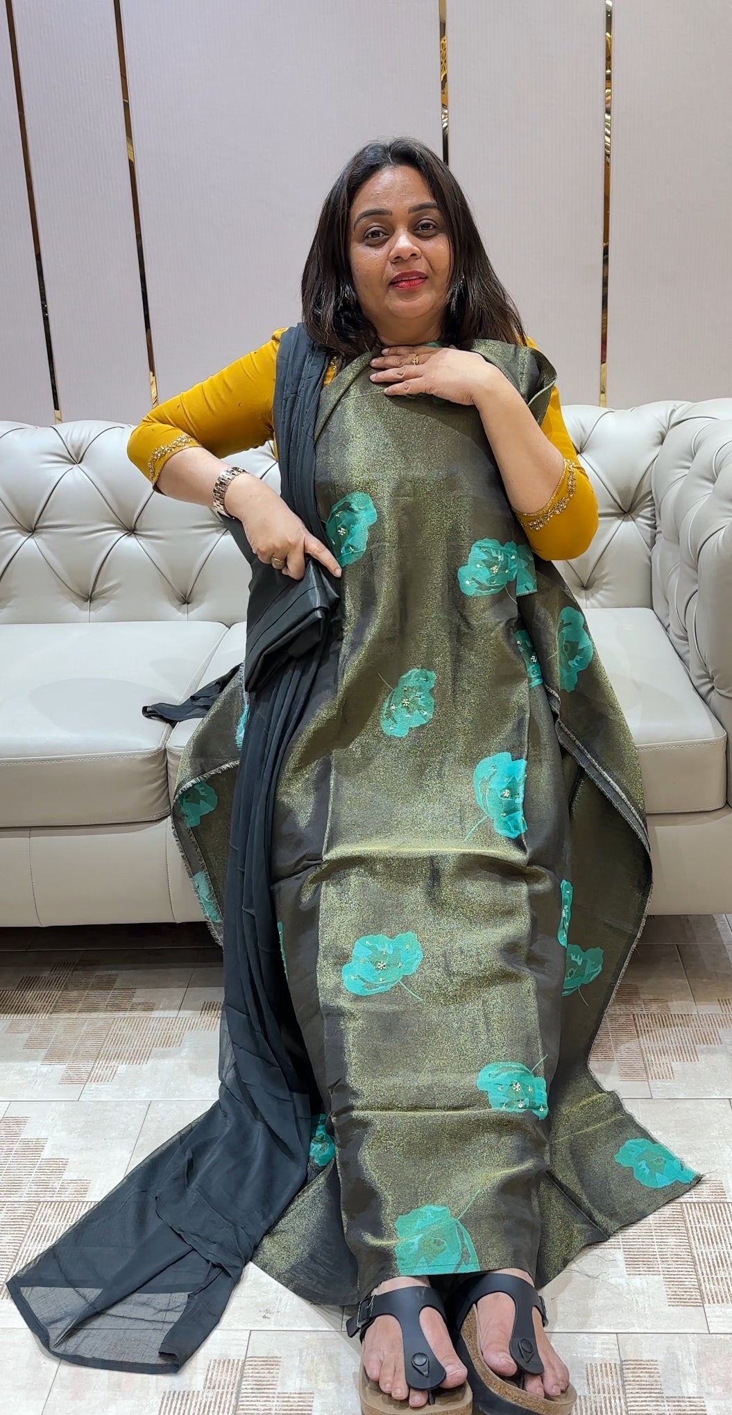 TISSUE UNSTITCHED SALWAR SUITS - IHA 28655