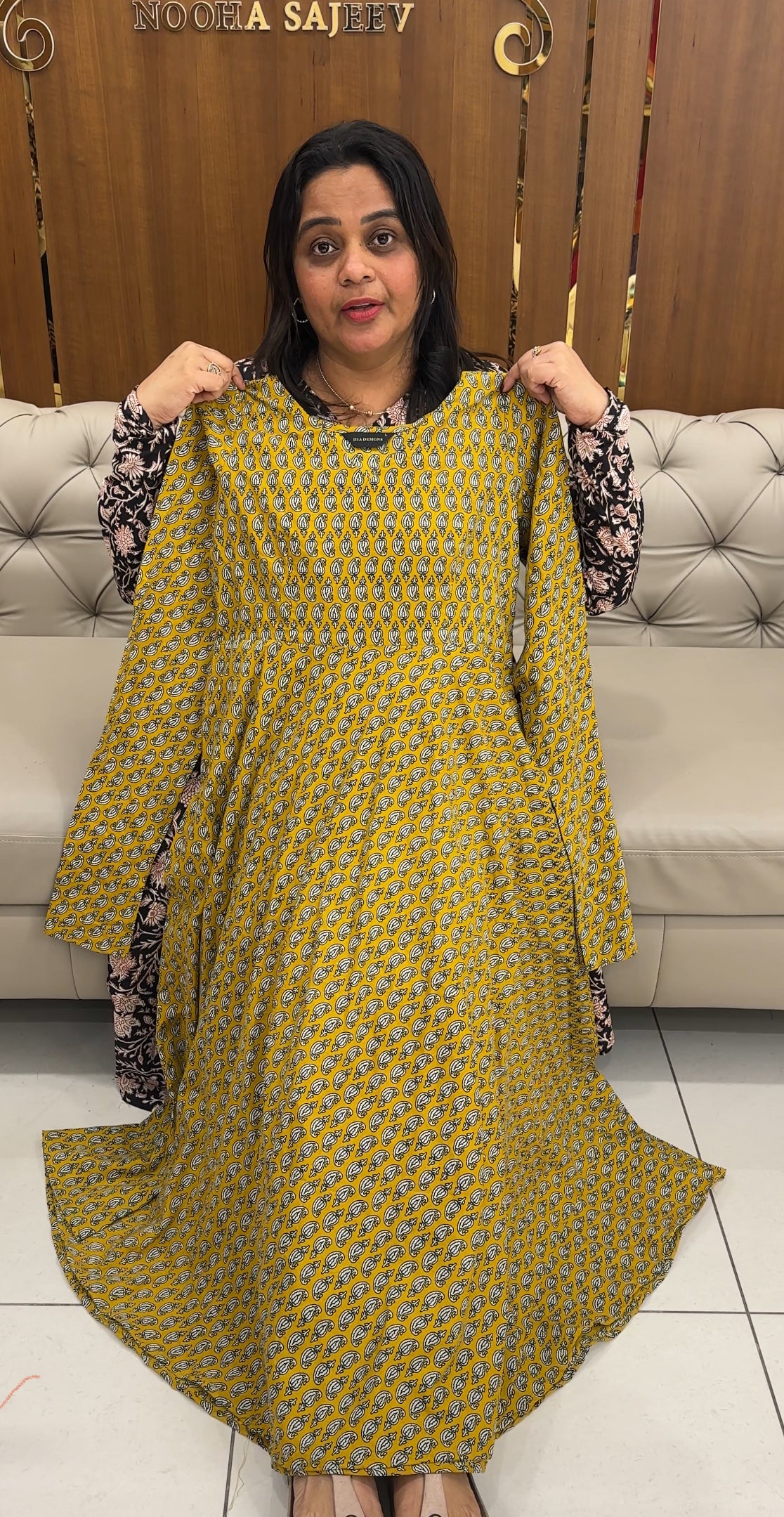 PRINTED COTTON ANARKALI TOPS - IHA 27101