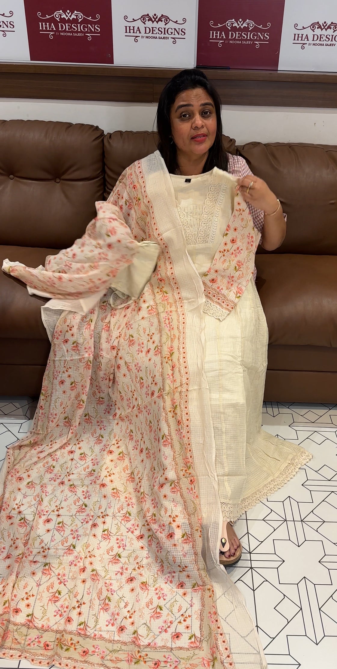 COTTON KOTA ANARKALI TOP,BOTTOM AND DUPATTA - IHA 27836