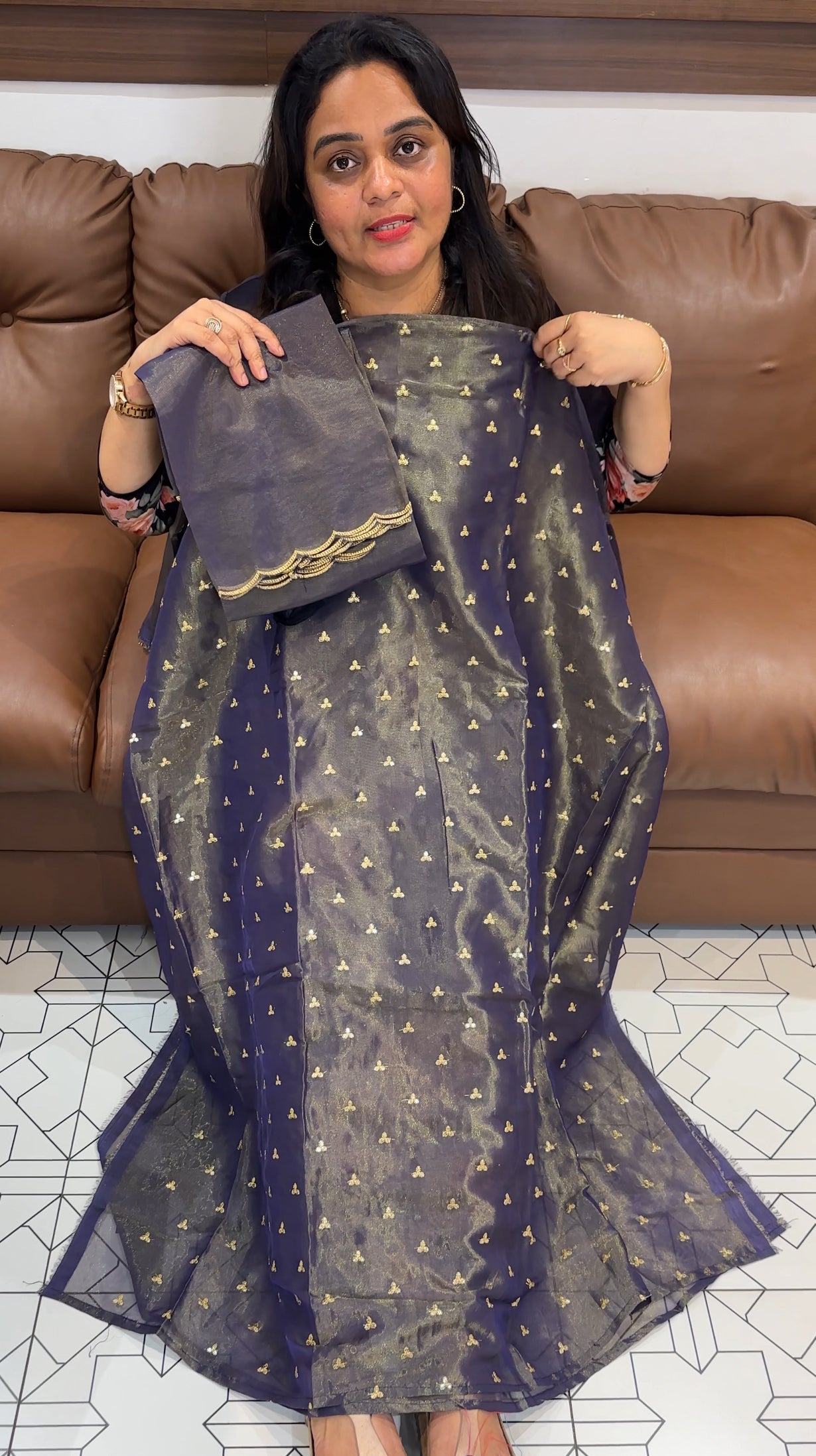 SHIMMER TISSUE UNSTITCHED SALWAR SUITS - IHA 26609