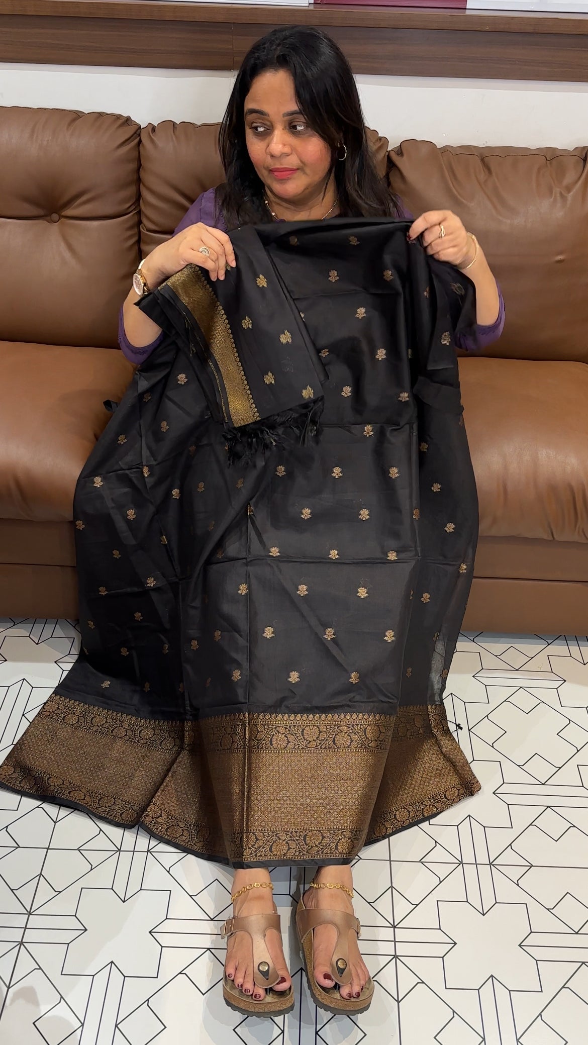 MUL CHANDERI UNSTITCHED SALWAR SUITS - IHA 27169
