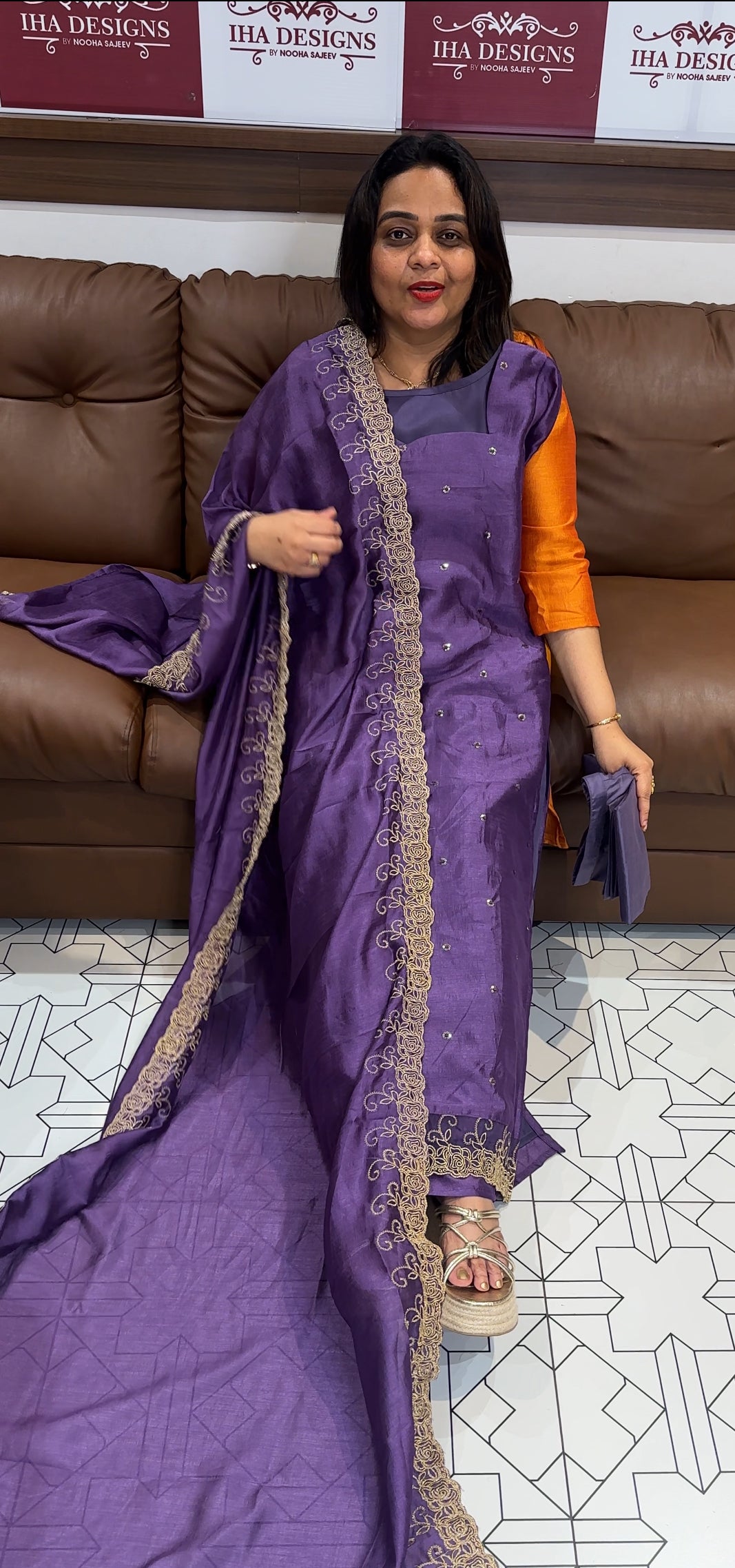 IHA'S IN-HOUSE SEMI RAW SILK TOP ,BOTTOM AND DUPATTA - IHA 24434