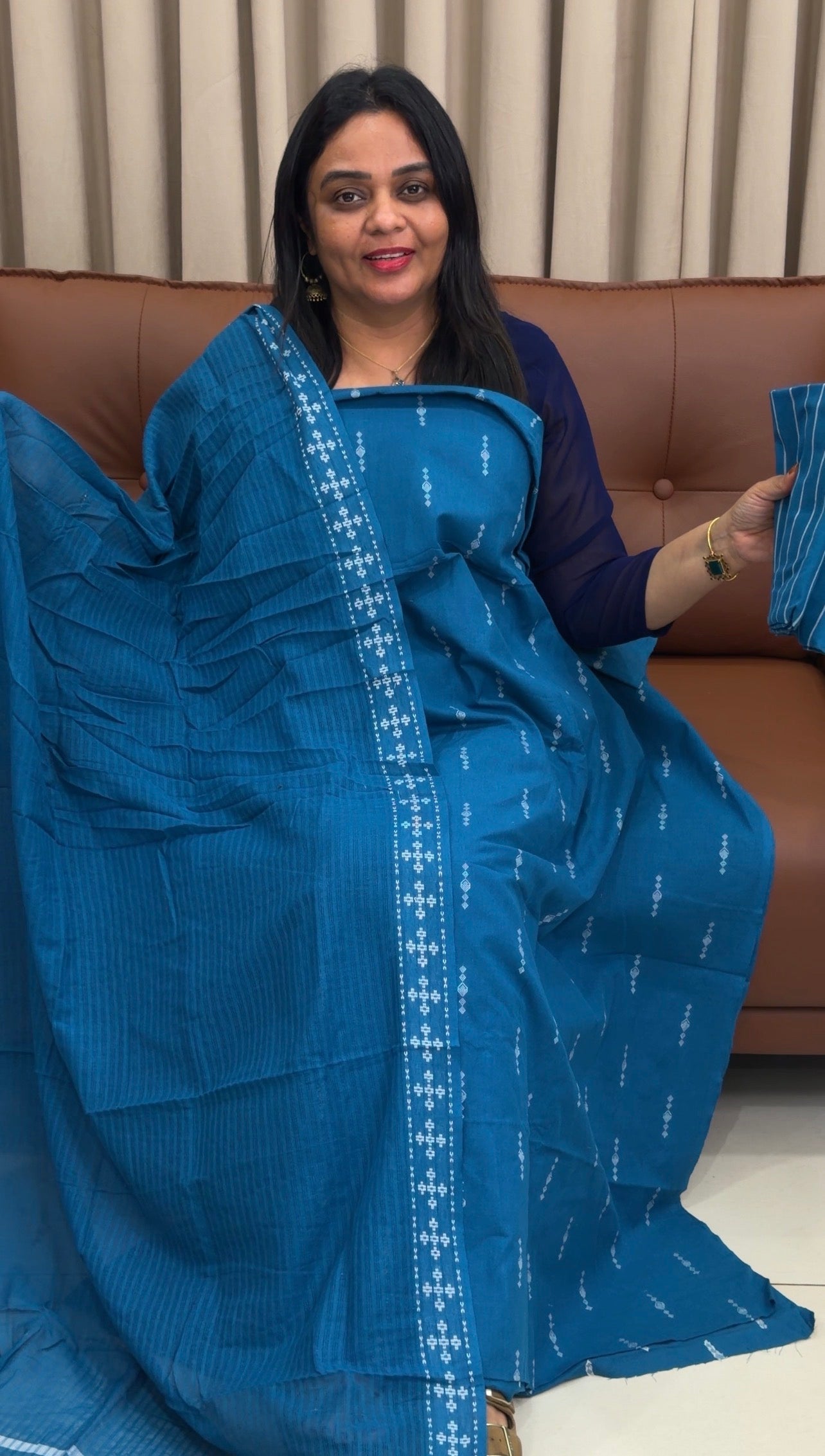 COTTON JAMDANI UNSTITCHED SALWAR SUITS - IHA 33705