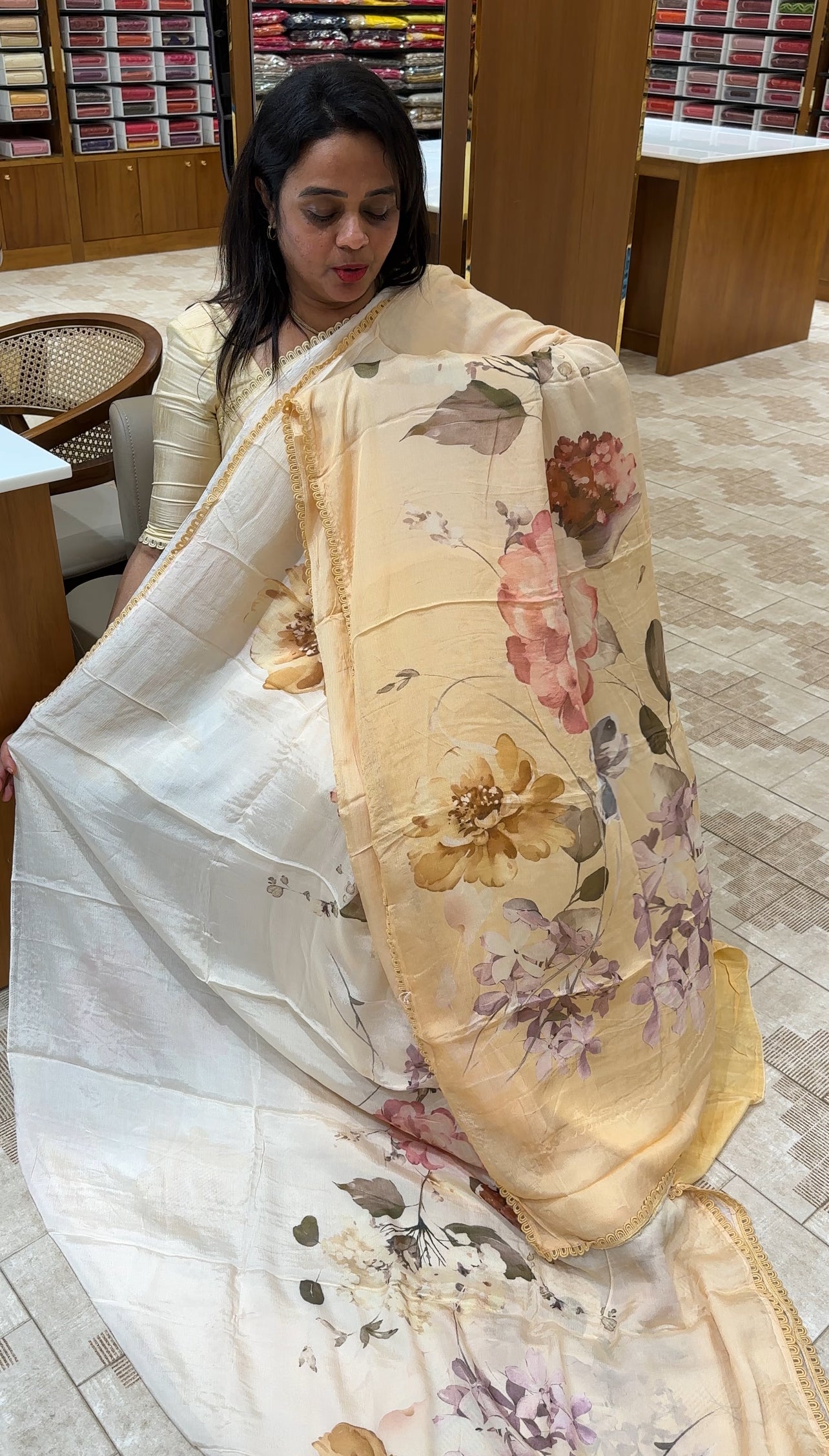 PLATINUM CHIFFON PRINTED SAREES - IHA 26024