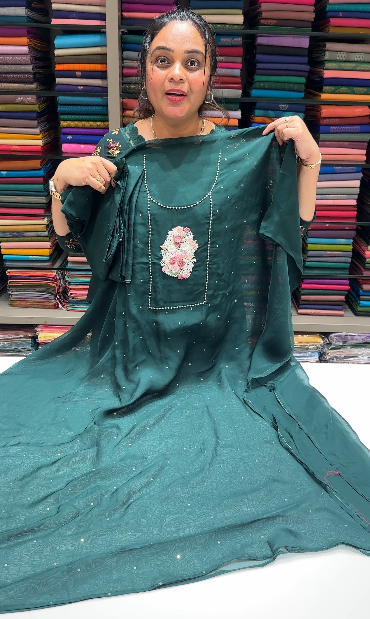 VISCOSE ORGANZA UNSTITCHED SALWAR SUITS - IHA 26520