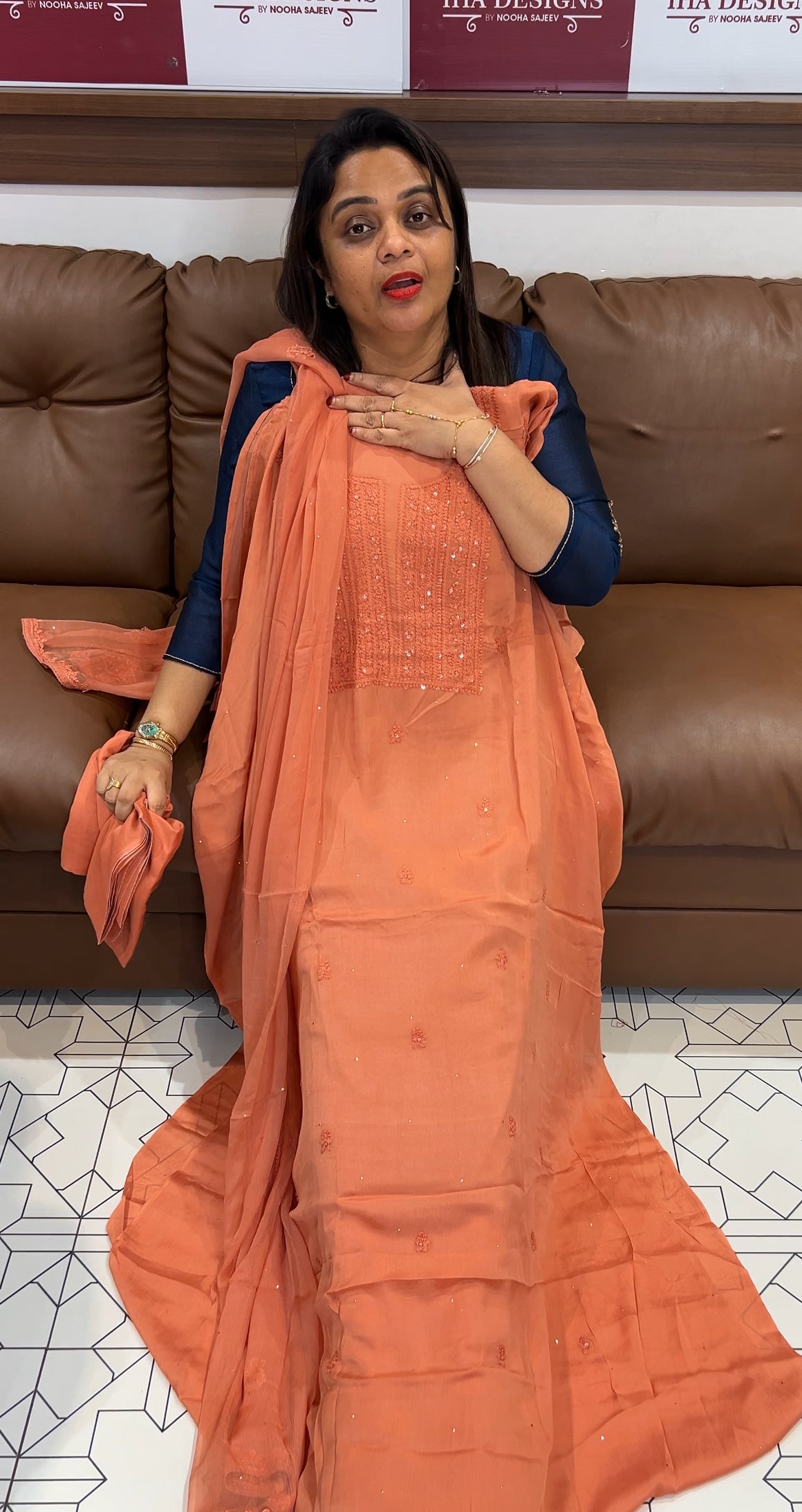 LUCKNOWI CHIKANKARI UNSTITCHED SALWAR SUITS - IHA 24563