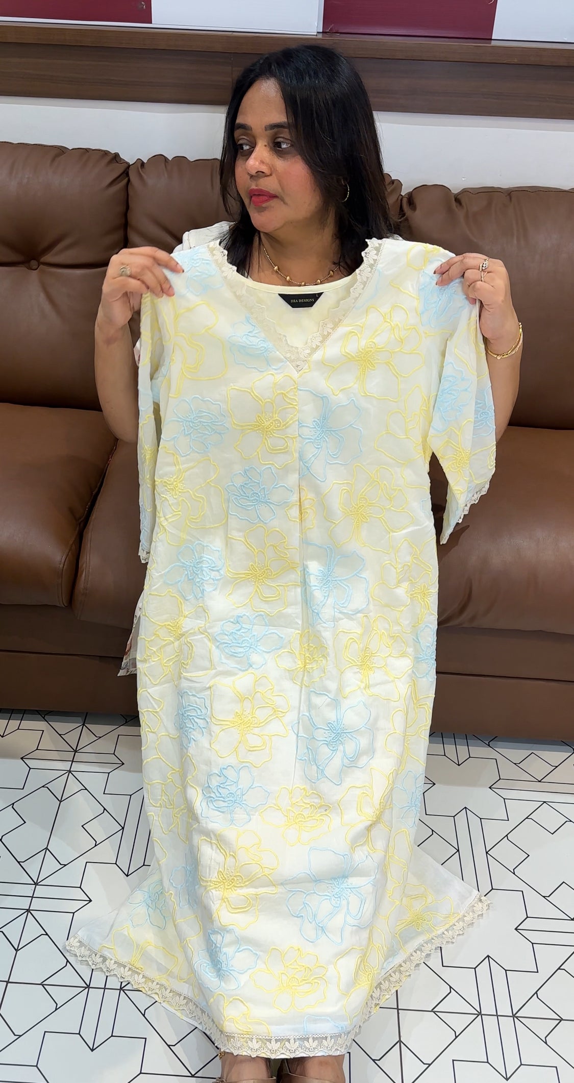 IHA'S IN-HOUSE MALAI CHANDERI ALINE TOPS - IHA 26182