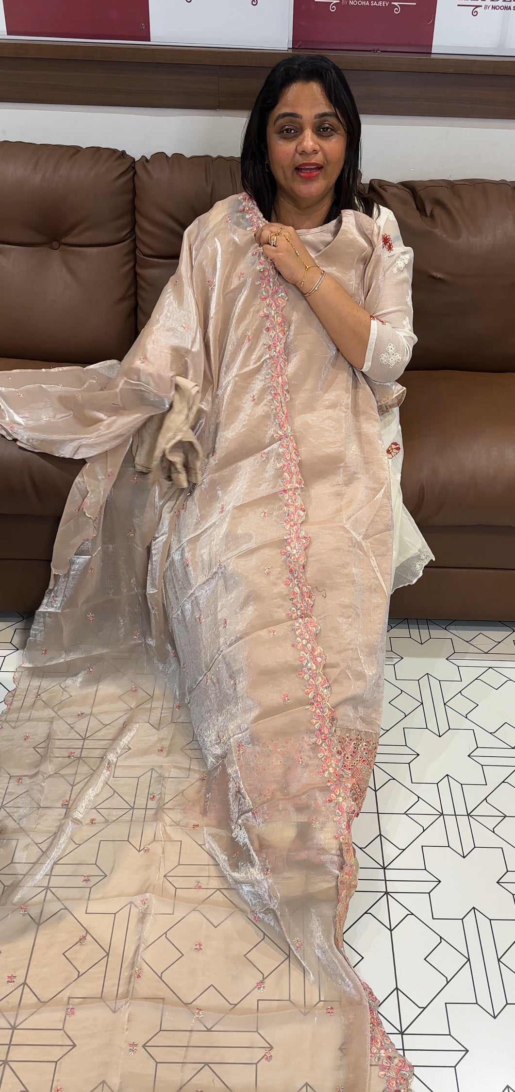 VELVET ORGANZA TOP,BOTTOM AND DUPATTA - IHA 24761