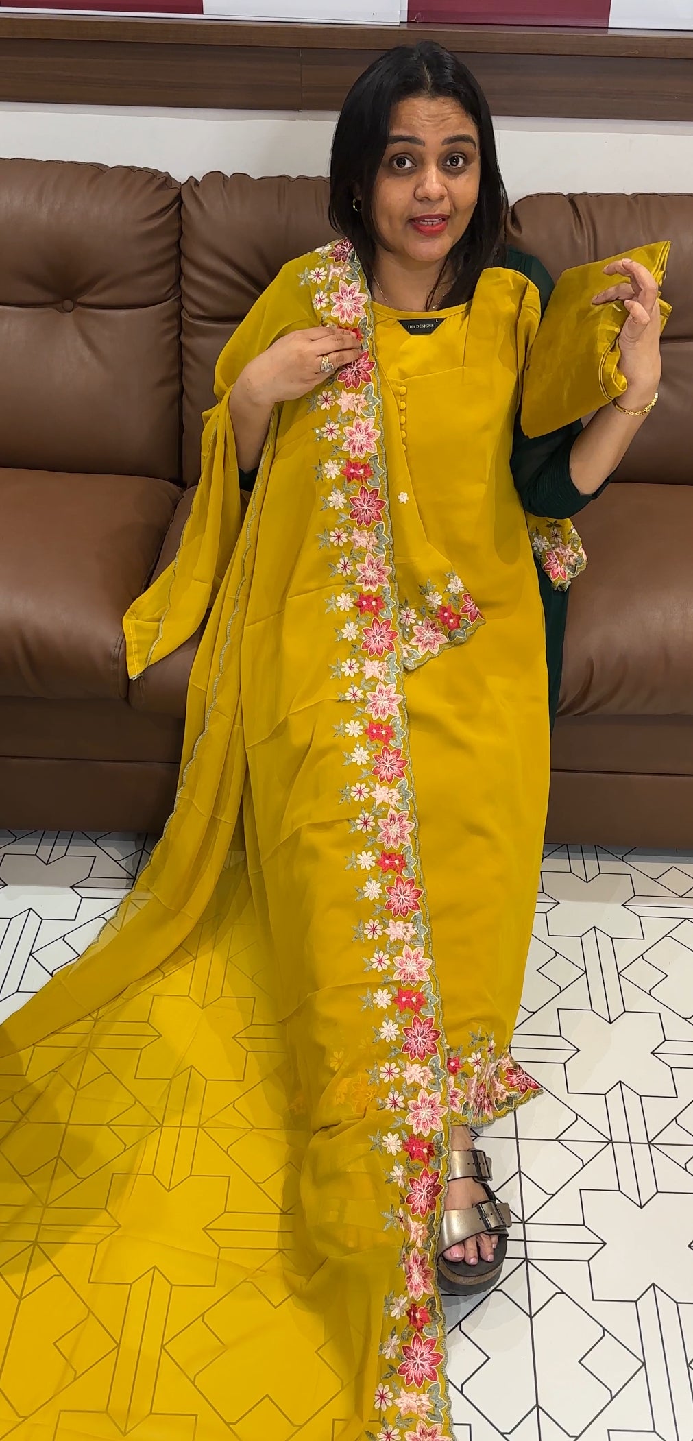 IHA'S IN-HOUSE A-LINE TOP, BOTTOM AND DUPATTA - IHA 20643