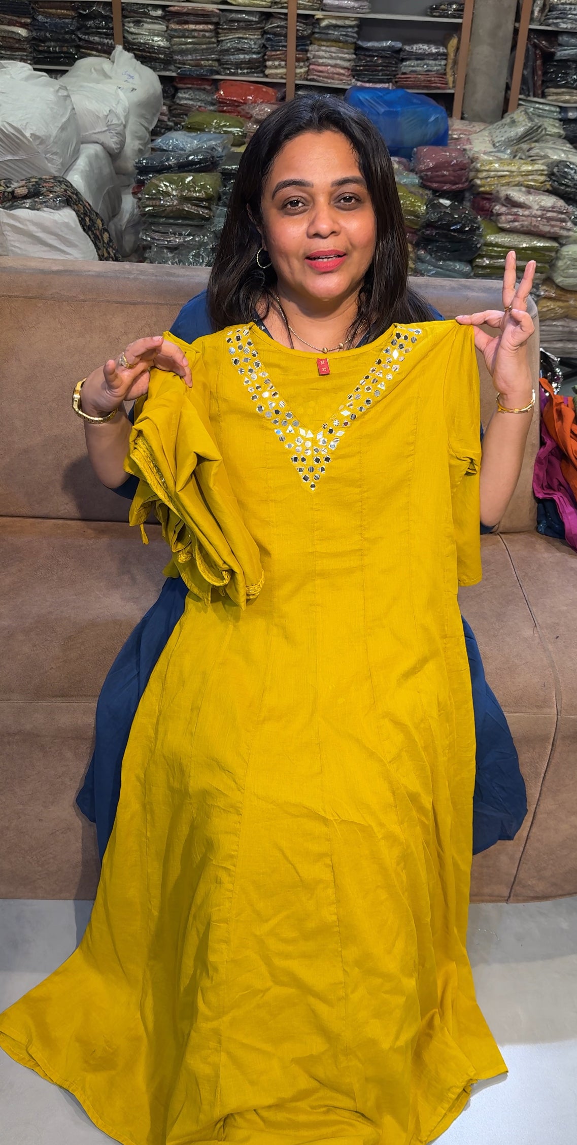 MULMUL ANARKALI TOP,BOTTOM AND DUPATTA - IHA 26834