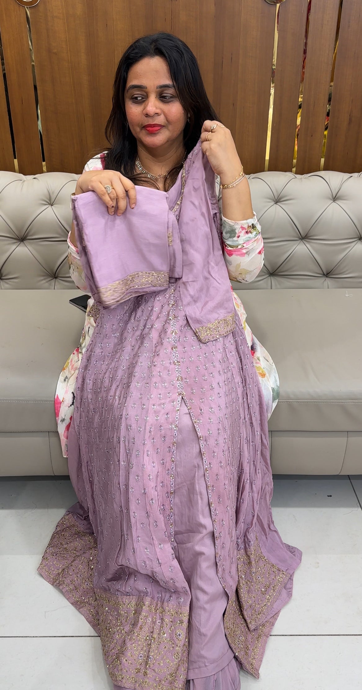 PARTY WEAR ANARKALI TOP , BOTTOM AND DUPATTA - IHA 26134