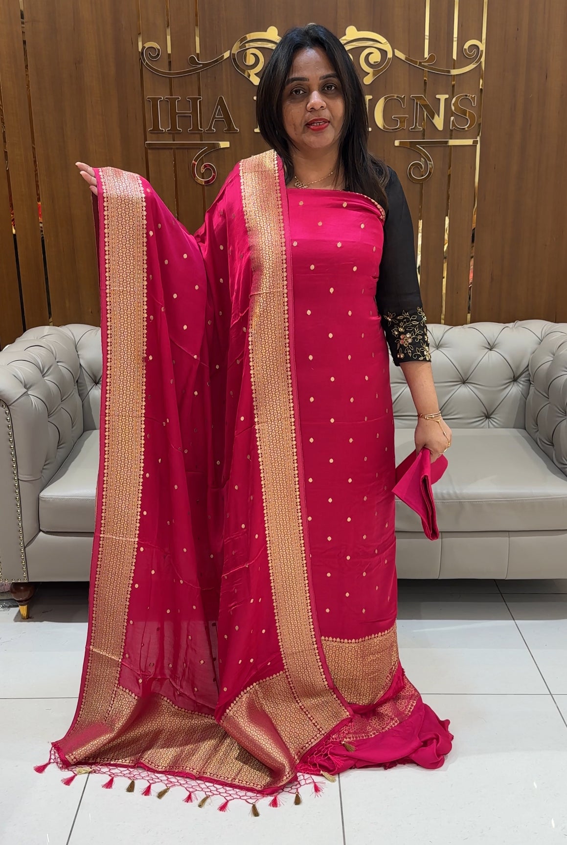 SATIN KATAN UNSTITCHED SALWAR SUITS - IHA 24537