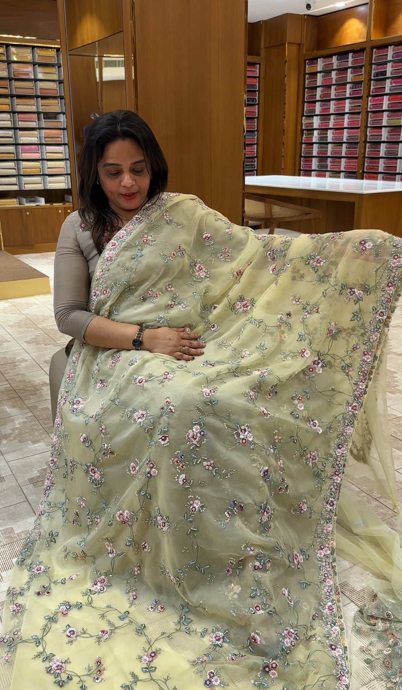 HAND WORKED ORGANZA SAREES - IHA 25911