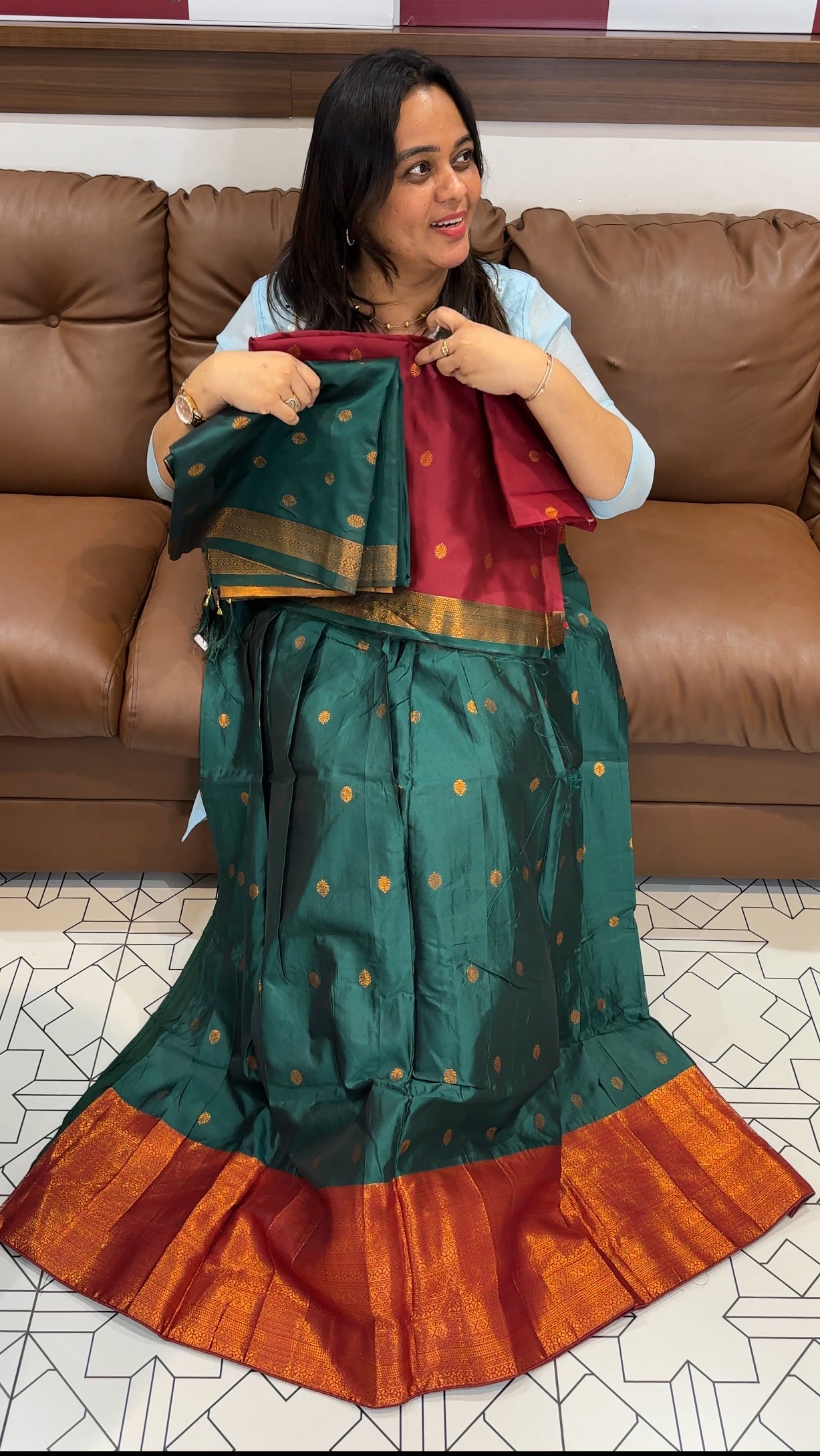 SEMI SILK SEMI STITCHED DHAVANI SETS - IHA 27376