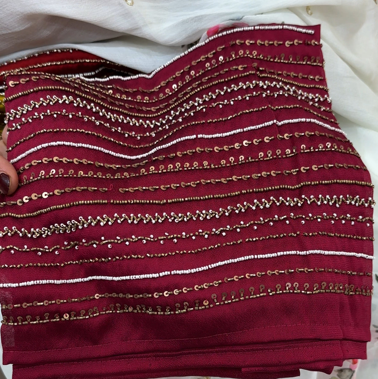 HANDWORKED BLOUSE MATERAI - IHA 25725