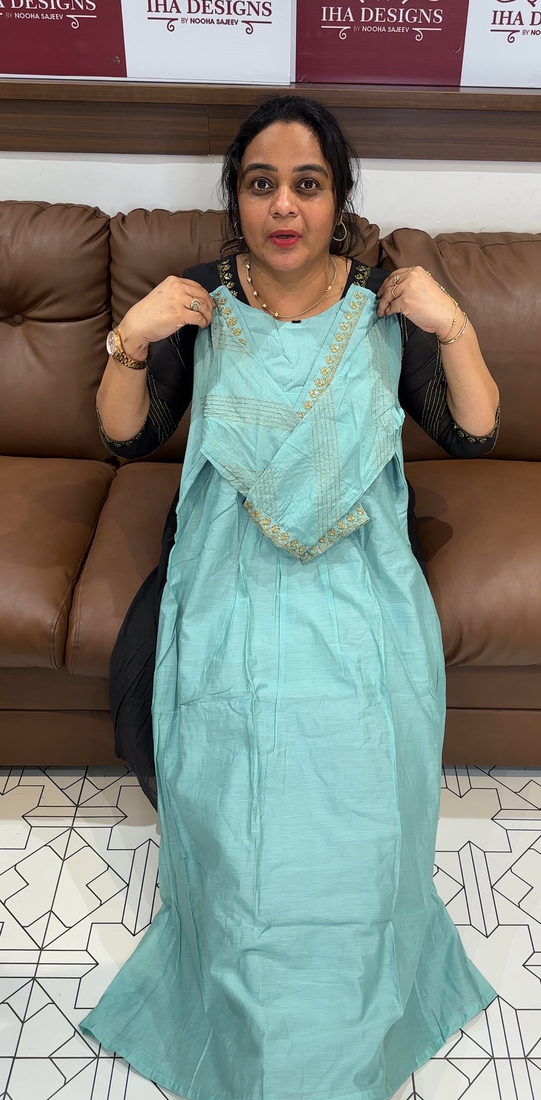 MALAI CHANDERI HAND WORKED ALINE TOPS - IHA 26566