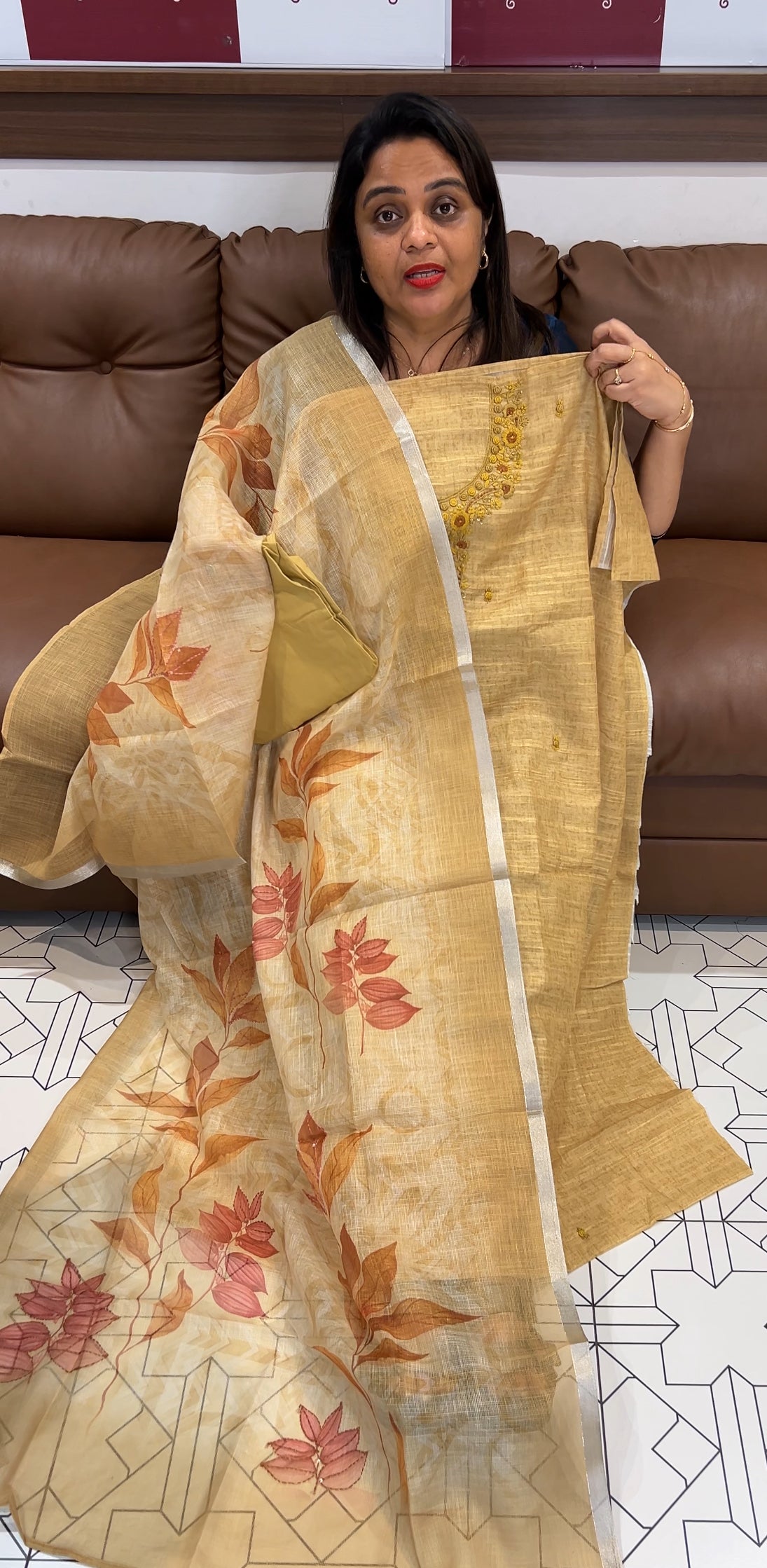 SEMI JUTE UNSTITCHED SALWAR SUITS - IHA 24572