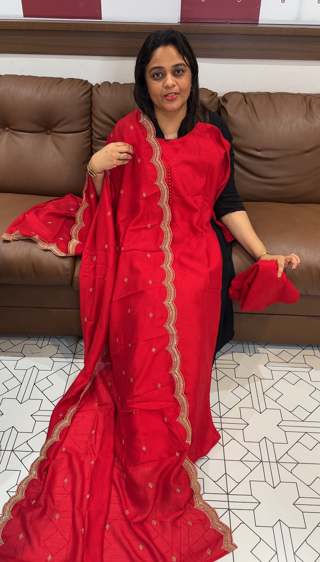 SEMI RAW SILK TOP, BOTTOM AND DUPATTA - IHA 24788