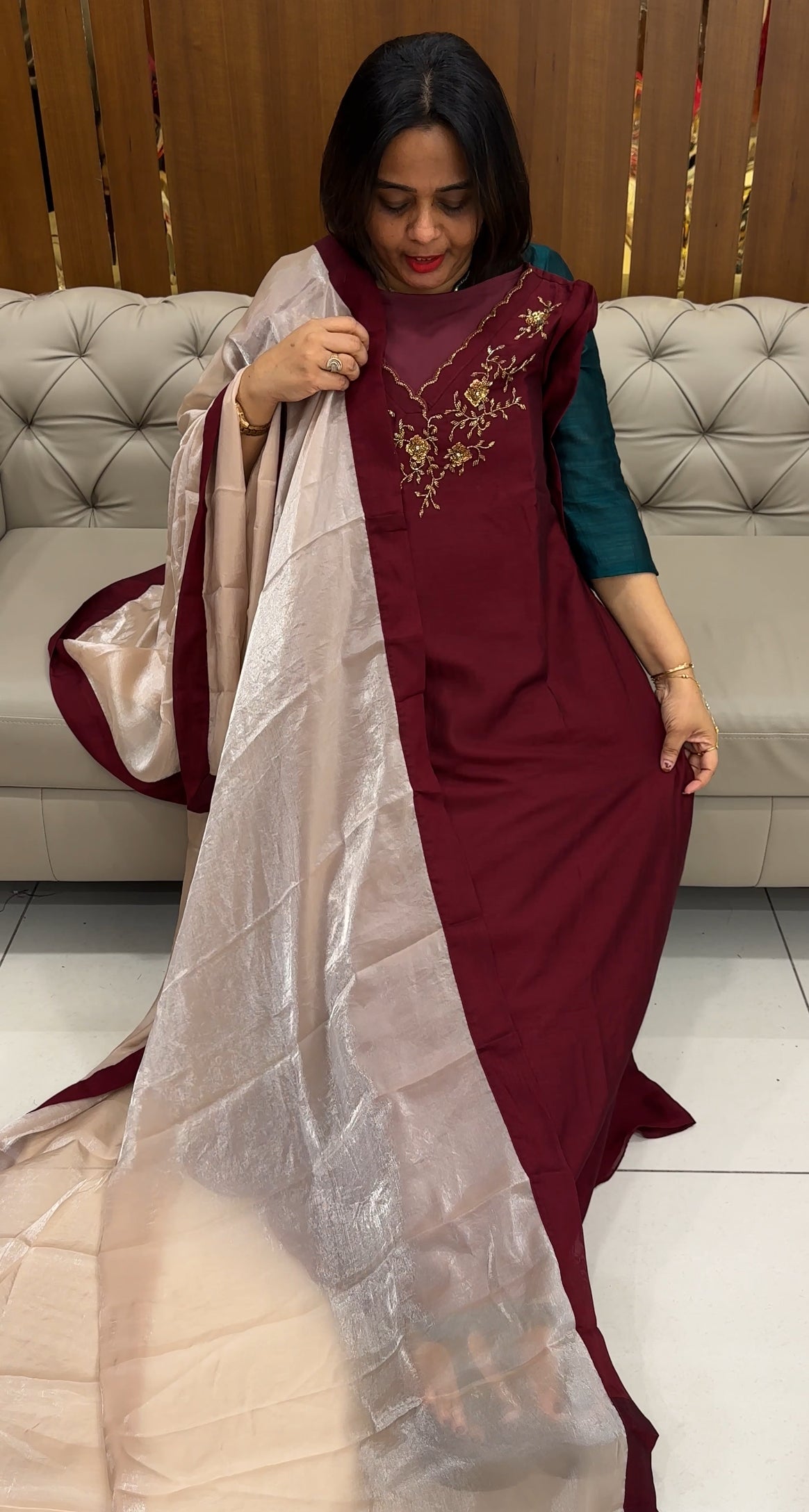 IHA'S IN-HOUSE LONG ALINE TOP AND DUPATTA - IHA 26099