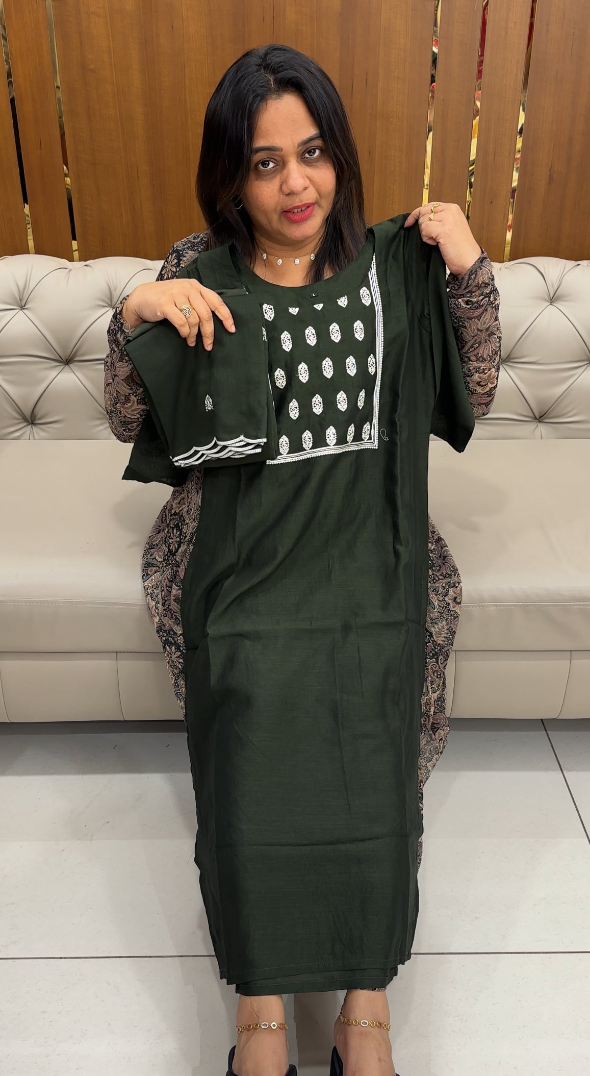 SEMI RAW SILK TOP, BOTTOM AND DUPATTA - IHA 28450