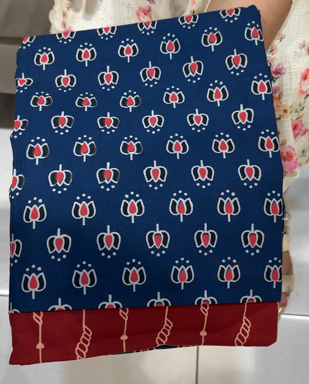COTTON AJRAKH UNSTITCHED SALWAR SUITS - IHA 25049