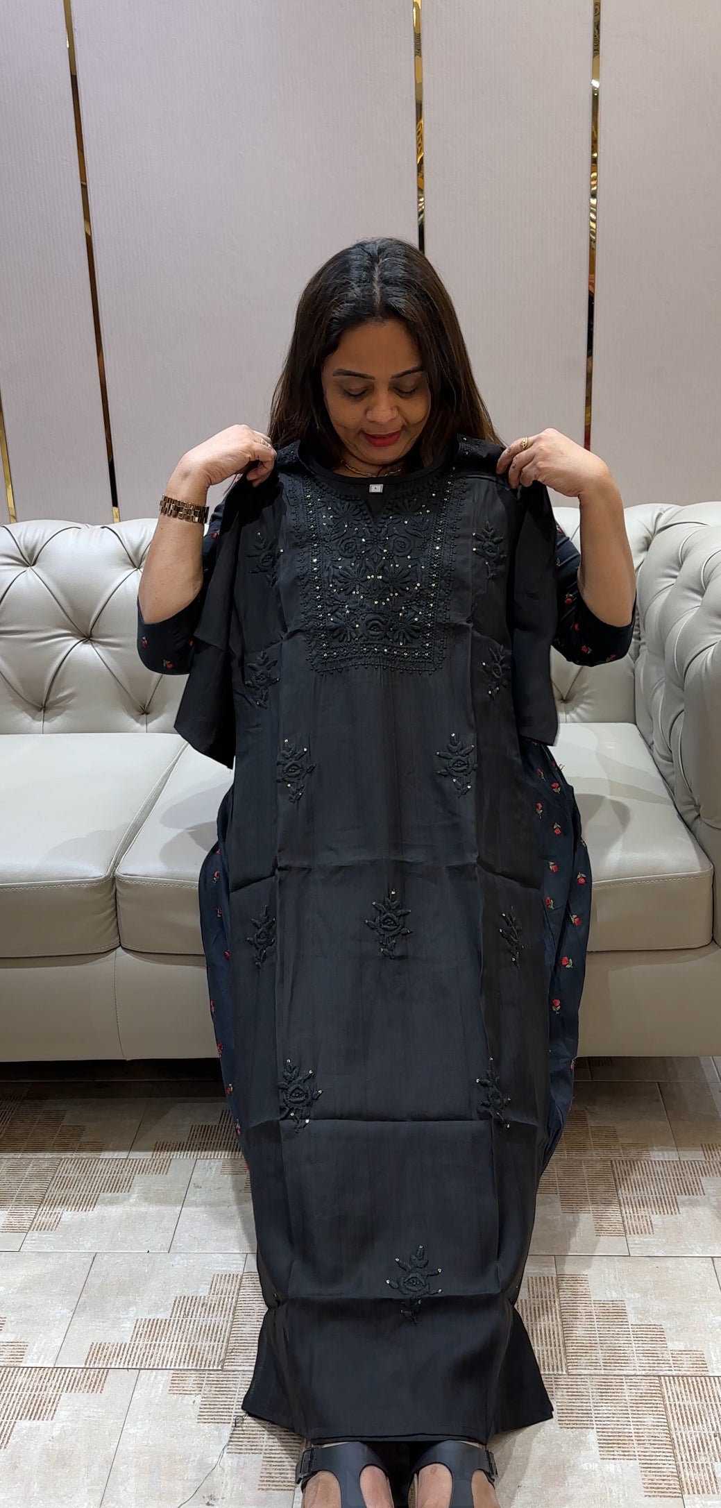 FORWARD LUCKNOWI CHIKANKARI SLITTED TOP AND BOTTOM - IHA 21644