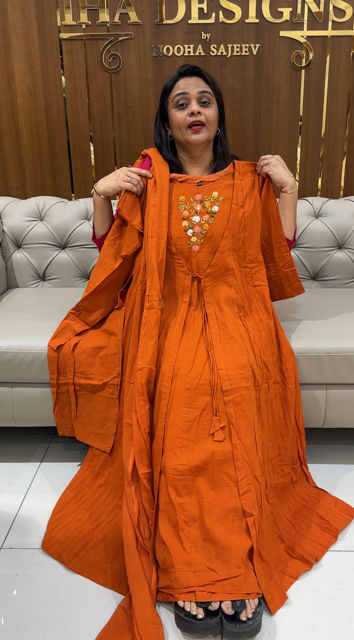 MULMUL COTTON JACKET TOP,BOTTOM AND DUPATTA - IHA 24630